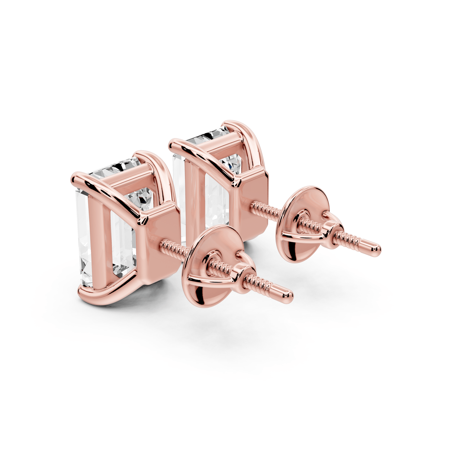 Este - 5ct 14k rose gold Emerald - Cut Diamond Stud Earrings - Mr. Alex Jewelry