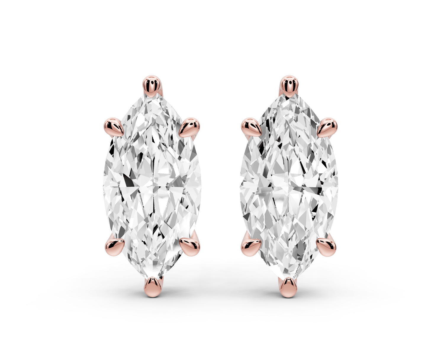 Este - 5ct 14k rose gold Marquise - Cut Diamond Stud Earrings - Mr. Alex Jewelry
