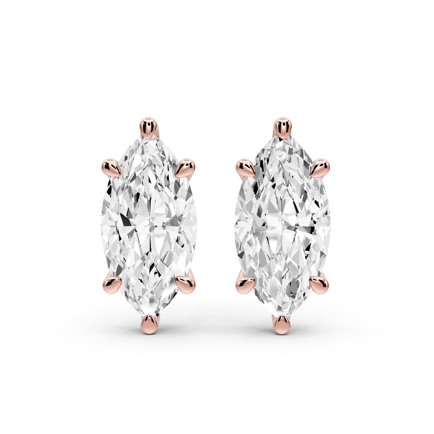 Este - 5ct 14k rose gold Marquise - Cut Diamond Stud Earrings - Mr. Alex Jewelry