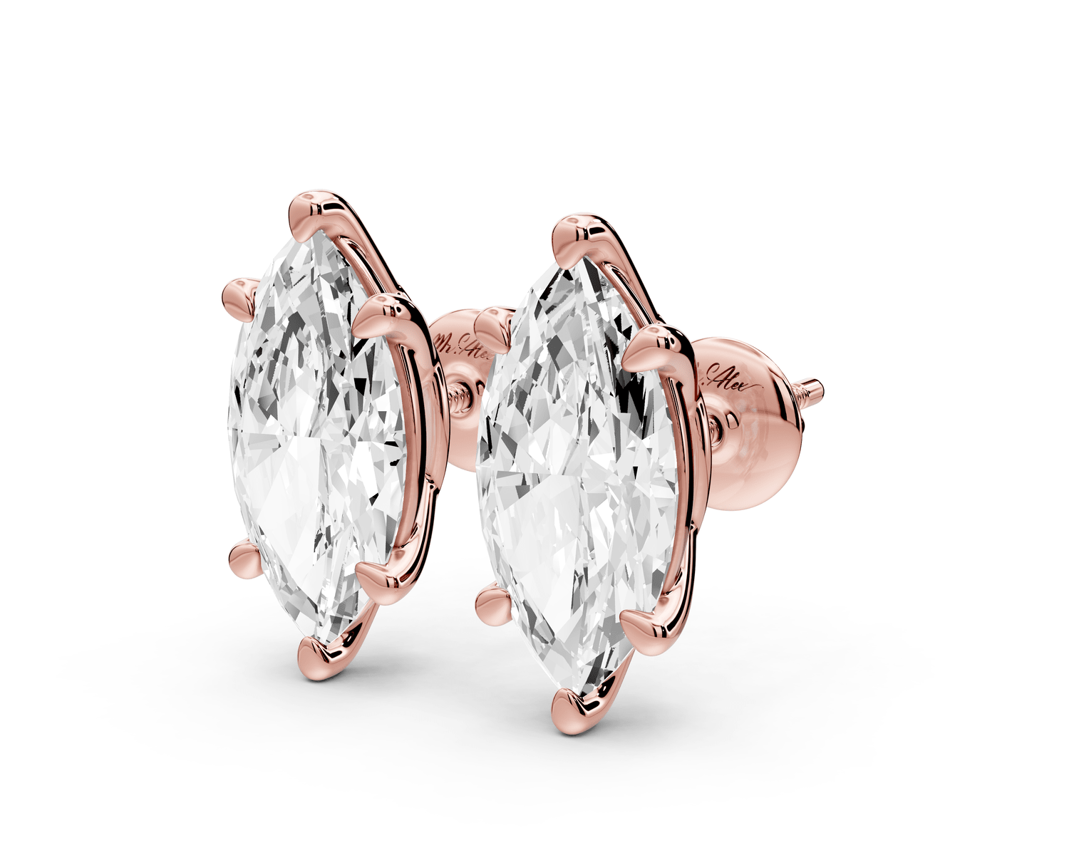 Este - 5ct 14k rose gold Marquise - Cut Diamond Stud Earrings - Mr. Alex Jewelry