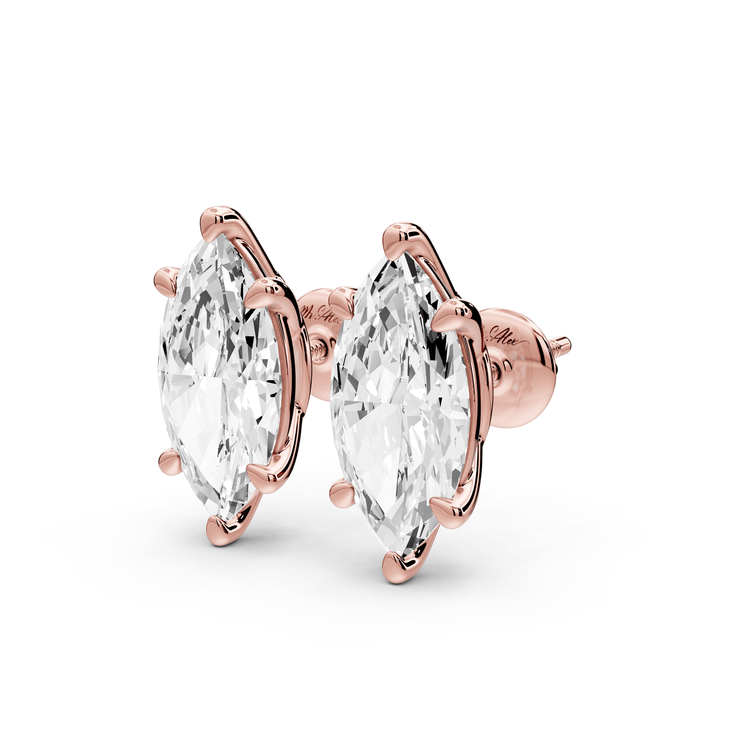 Este - 5ct 14k rose gold Marquise - Cut Diamond Stud Earrings - Mr. Alex Jewelry