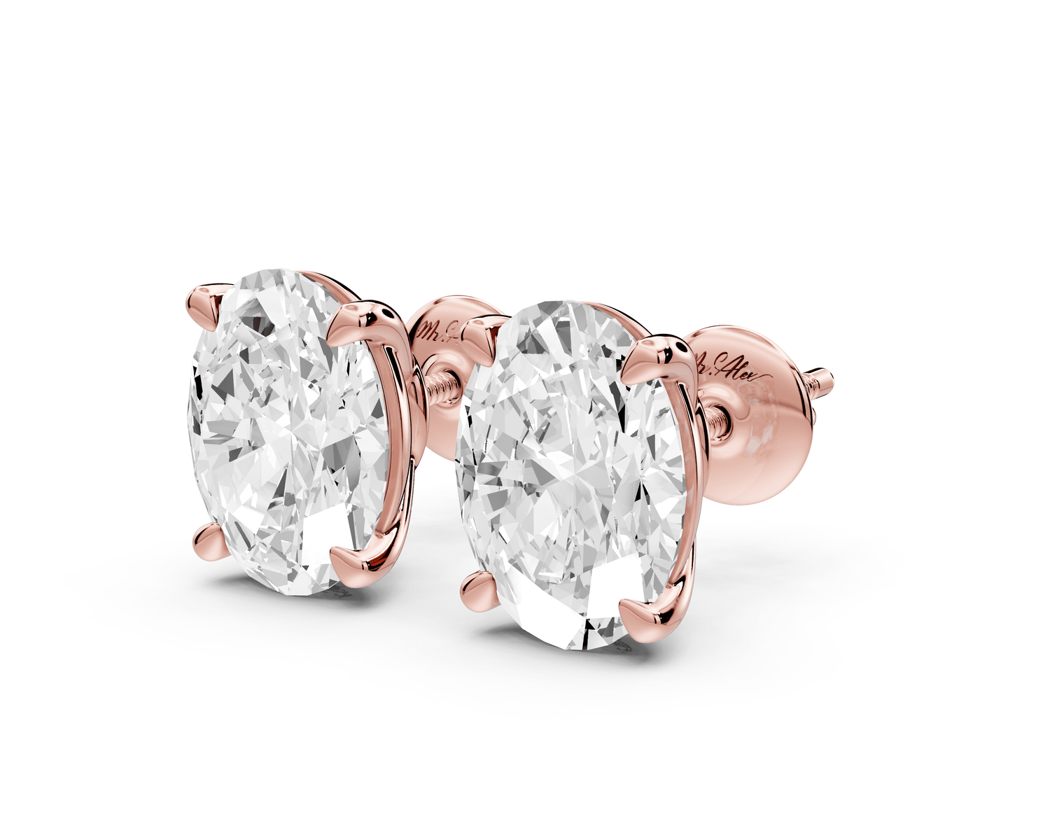 Este - 5ct 14k rose gold Oval - Cut Diamond Stud Earrings - Mr. Alex Jewelry