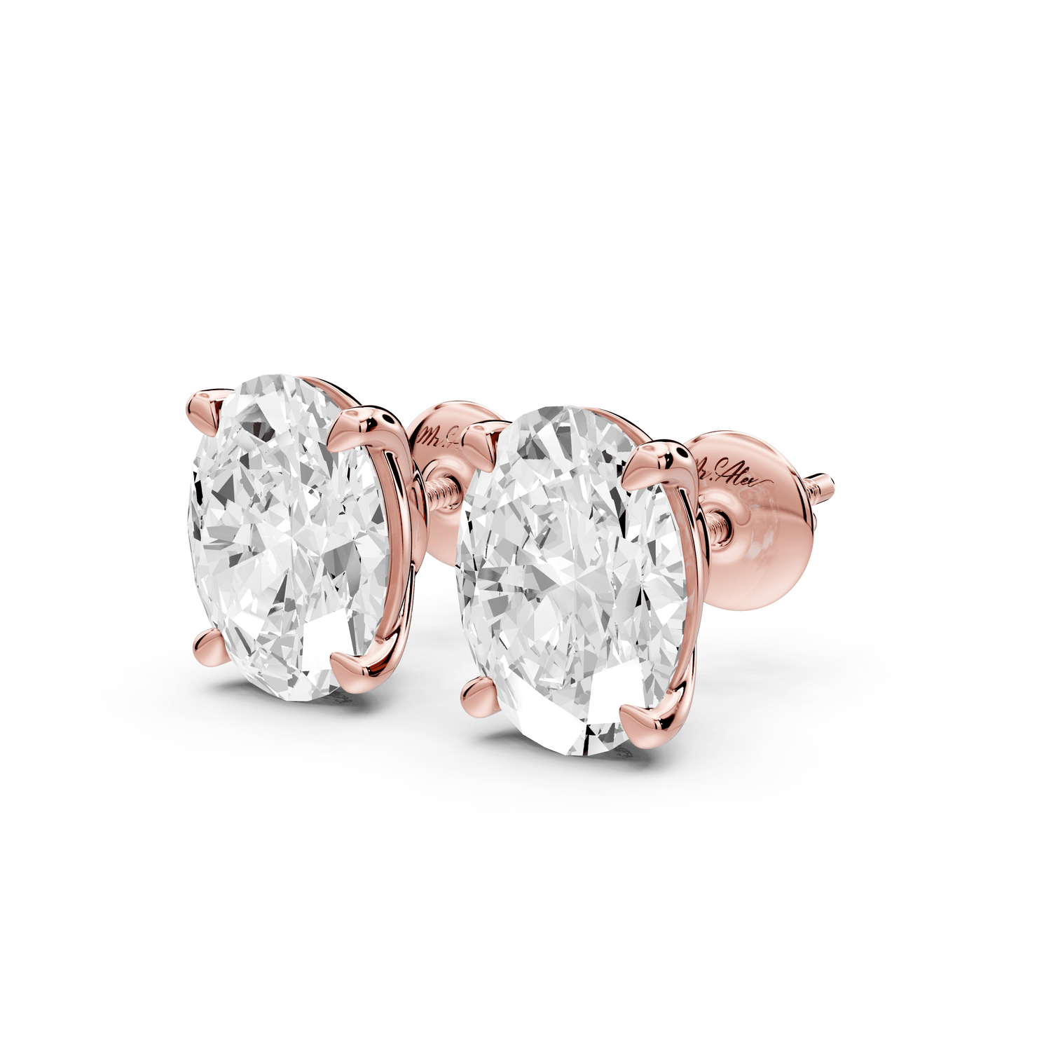 Este - 5ct 14k rose gold Oval - Cut Diamond Stud Earrings - Mr. Alex Jewelry