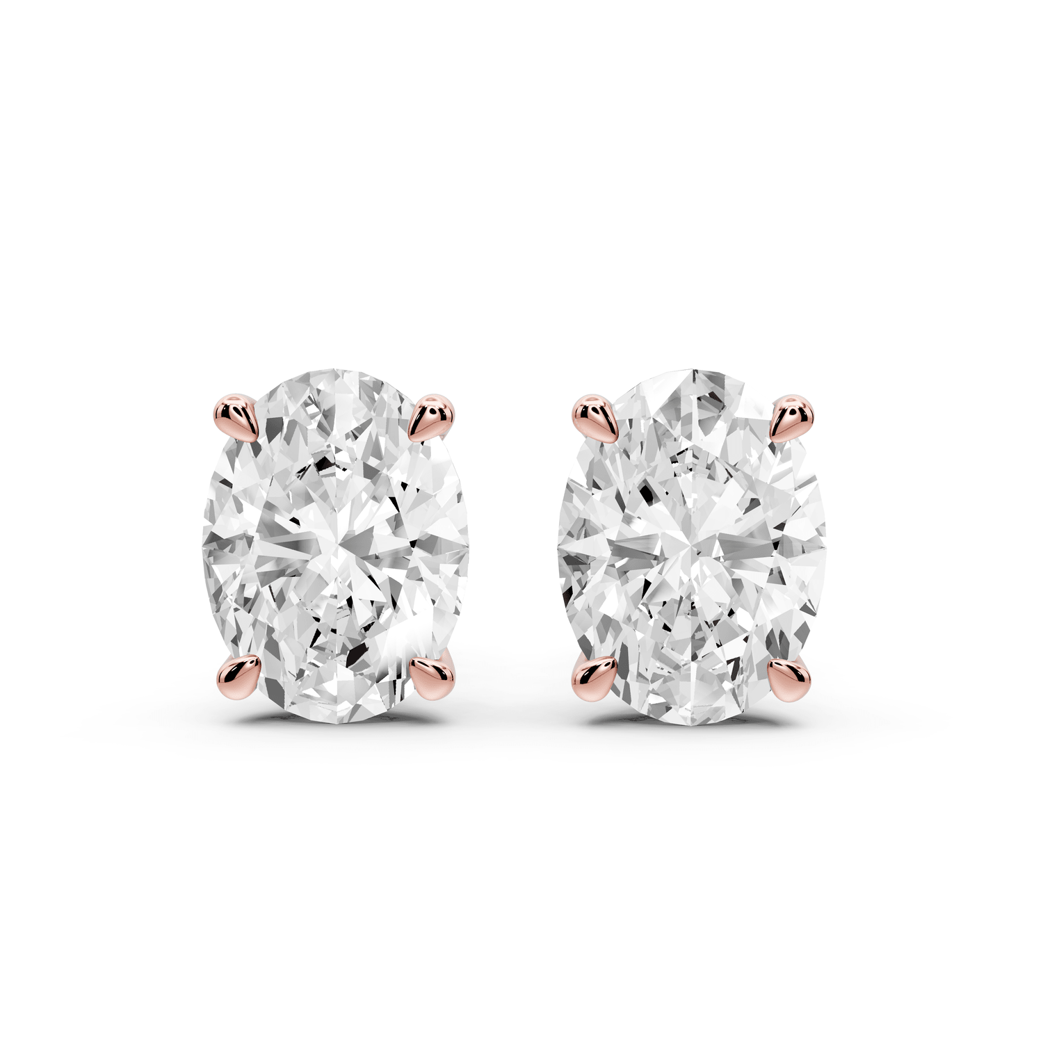 Este - 5ct 14k rose gold Oval - Cut Diamond Stud Earrings - Mr. Alex Jewelry