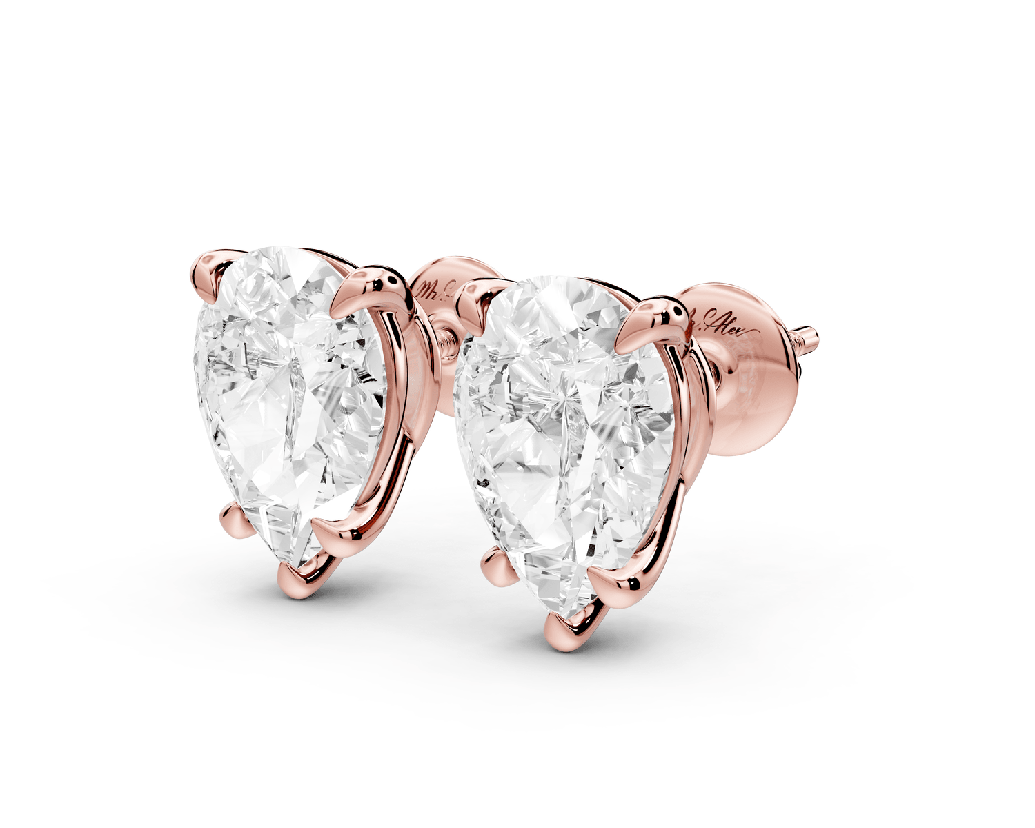 Este - 5ct 14k rose gold Pear - Cut Diamond Stud Earrings - Mr. Alex Jewelry