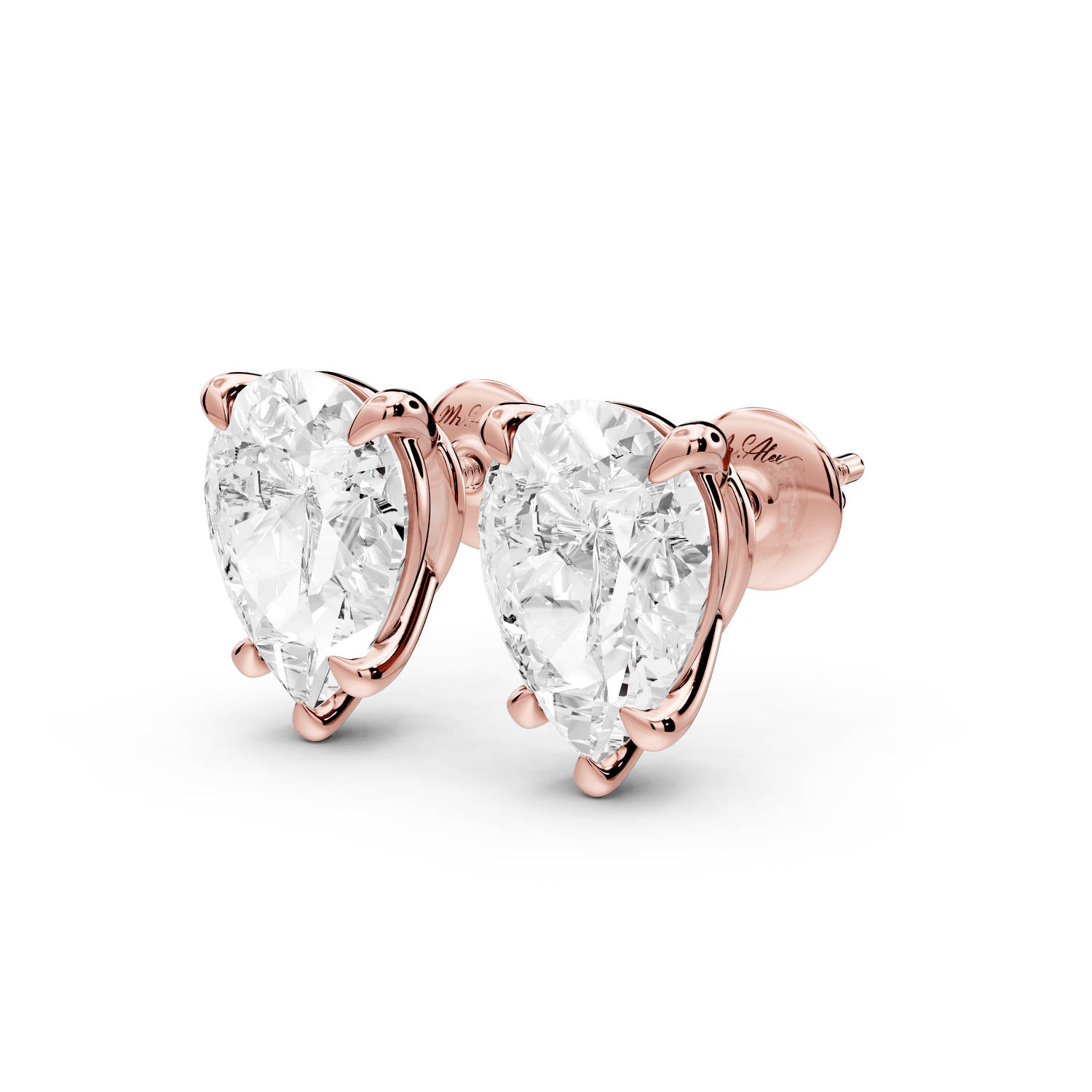 Este - 5ct 14k rose gold Pear - Cut Diamond Stud Earrings - Mr. Alex Jewelry