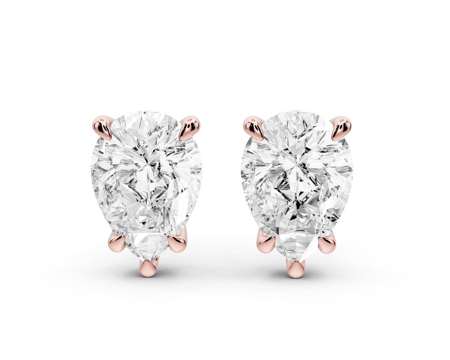 Este - 5ct 14k rose gold Pear - Cut Diamond Stud Earrings - Mr. Alex Jewelry
