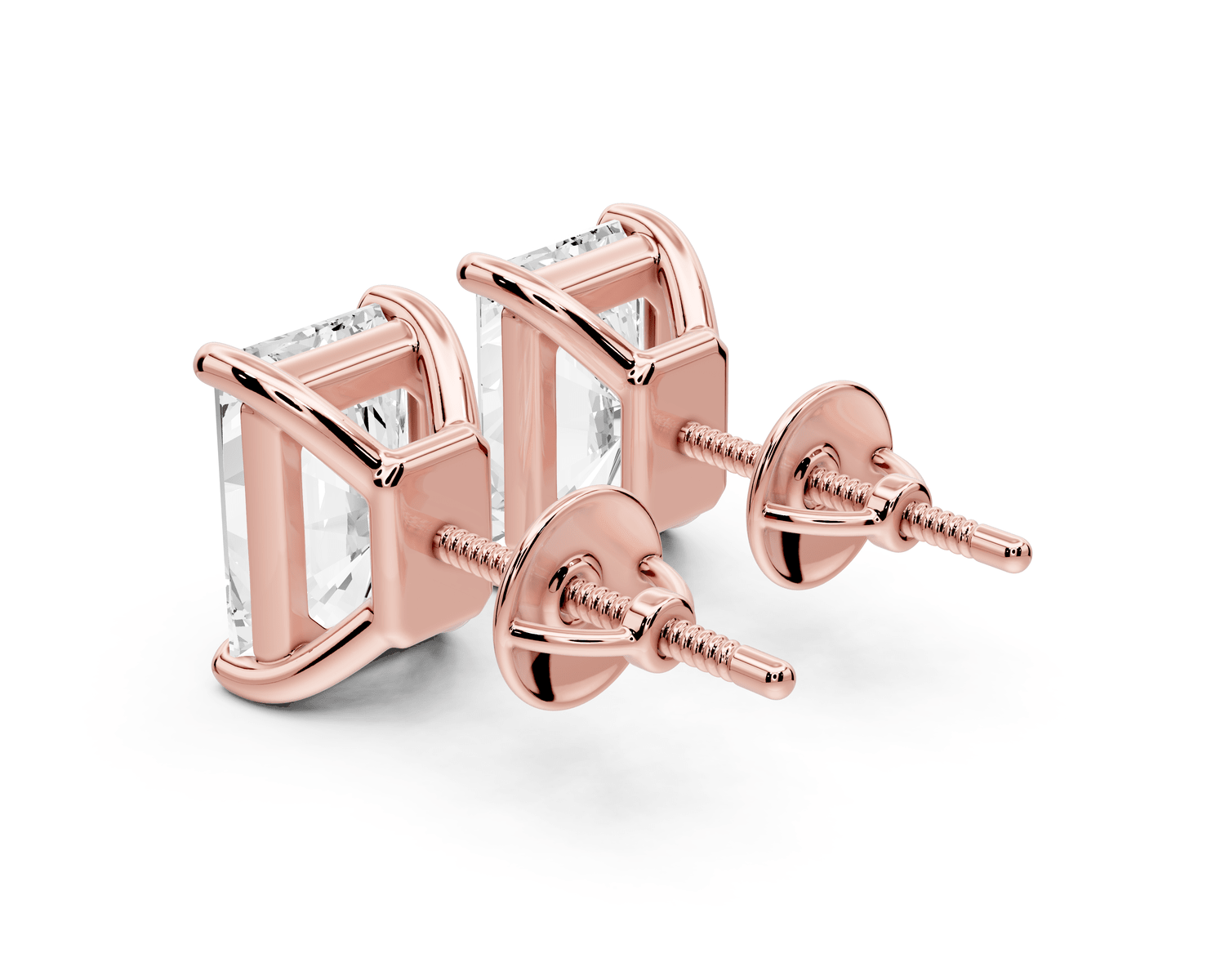 Este - 5ct 14k rose gold Radiant - Cut Diamond Stud Earrings - Mr. Alex Jewelry