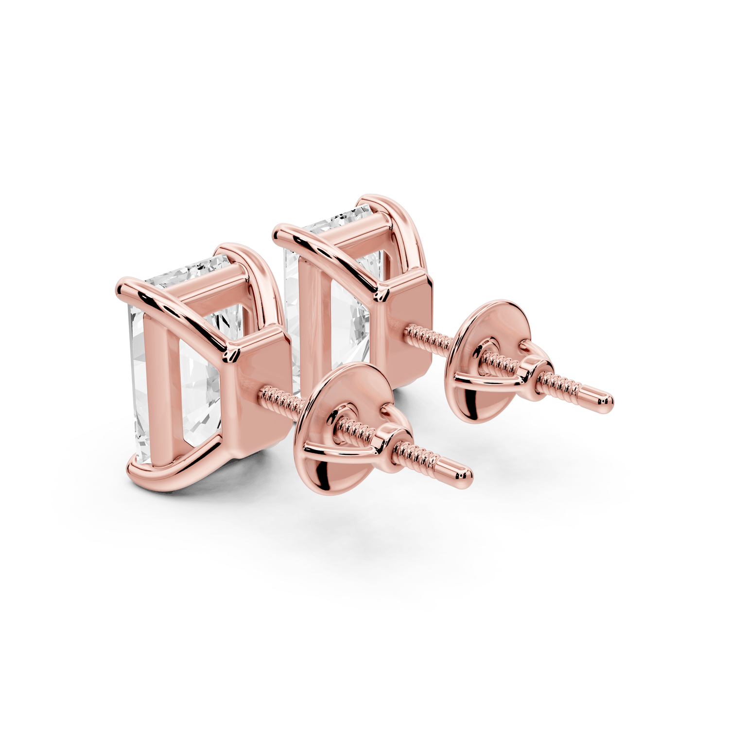 Este - 5ct 14k rose gold Radiant - Cut Diamond Stud Earrings - Mr. Alex Jewelry