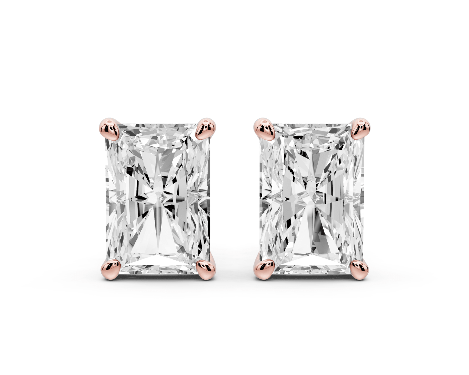 Este - 5ct 14k rose gold Radiant - Cut Diamond Stud Earrings - Mr. Alex Jewelry