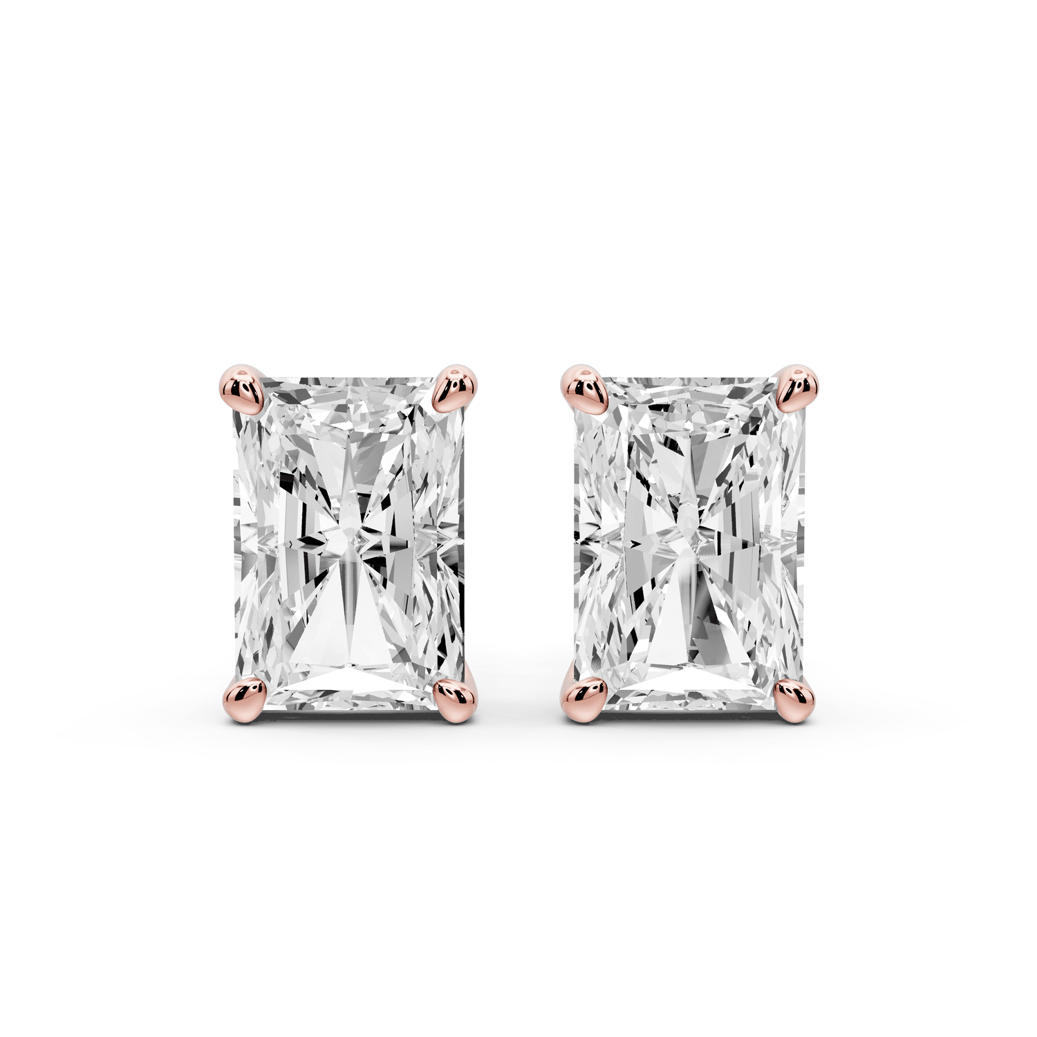 Este - 5ct 14k rose gold Radiant - Cut Diamond Stud Earrings - Mr. Alex Jewelry