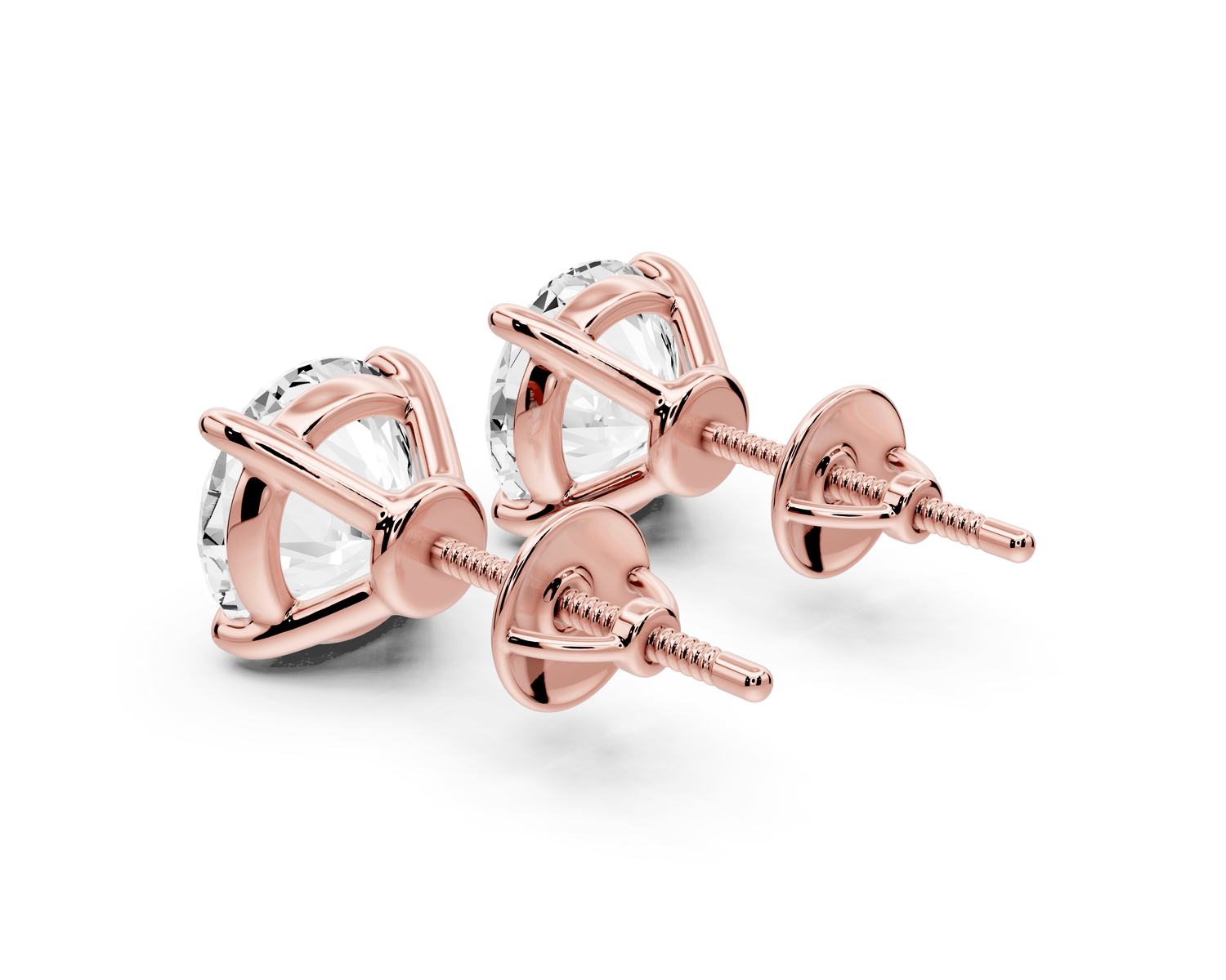 Este - 5ct 14k rose gold Round - Cut Diamond Stud Earrings - Mr. Alex Jewelry