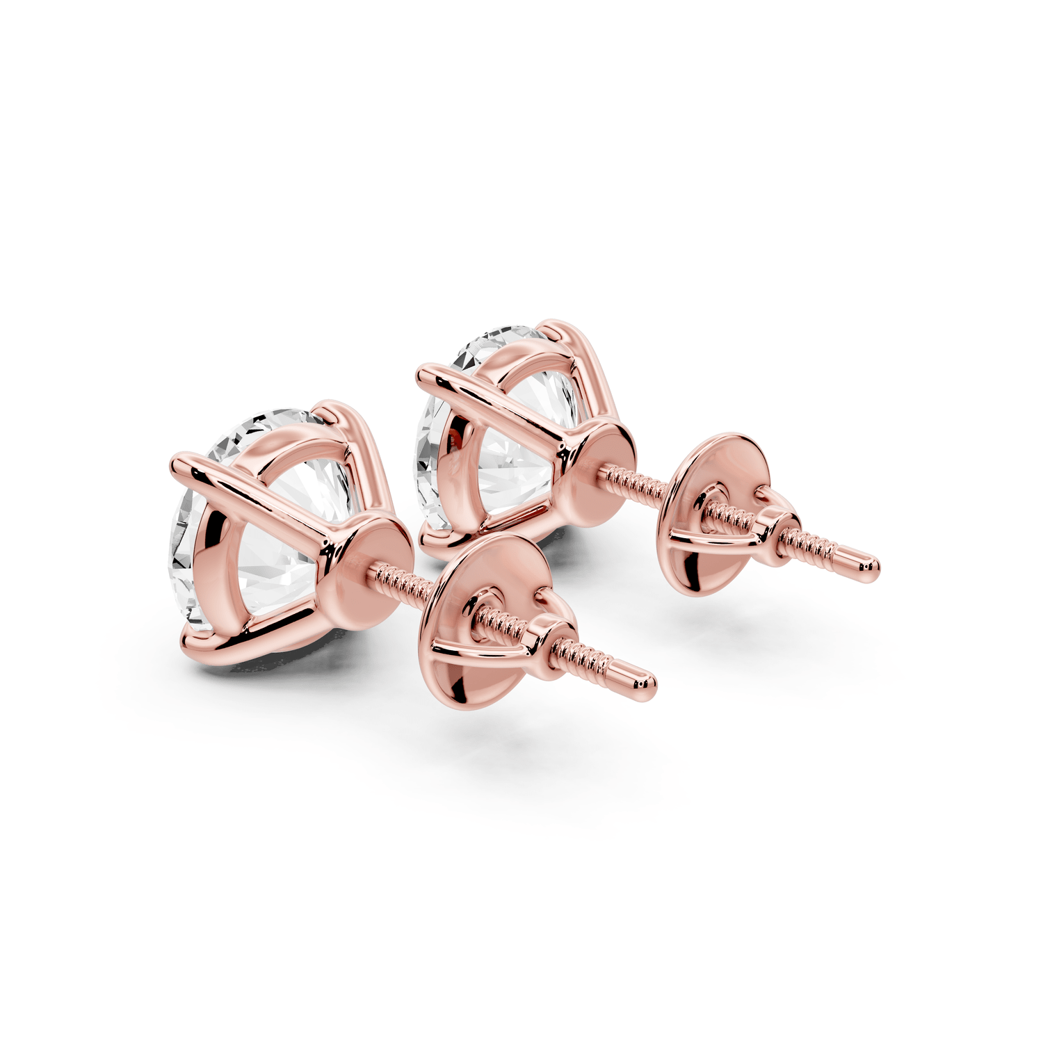Este - 5ct 14k rose gold Round - Cut Diamond Stud Earrings - Mr. Alex Jewelry