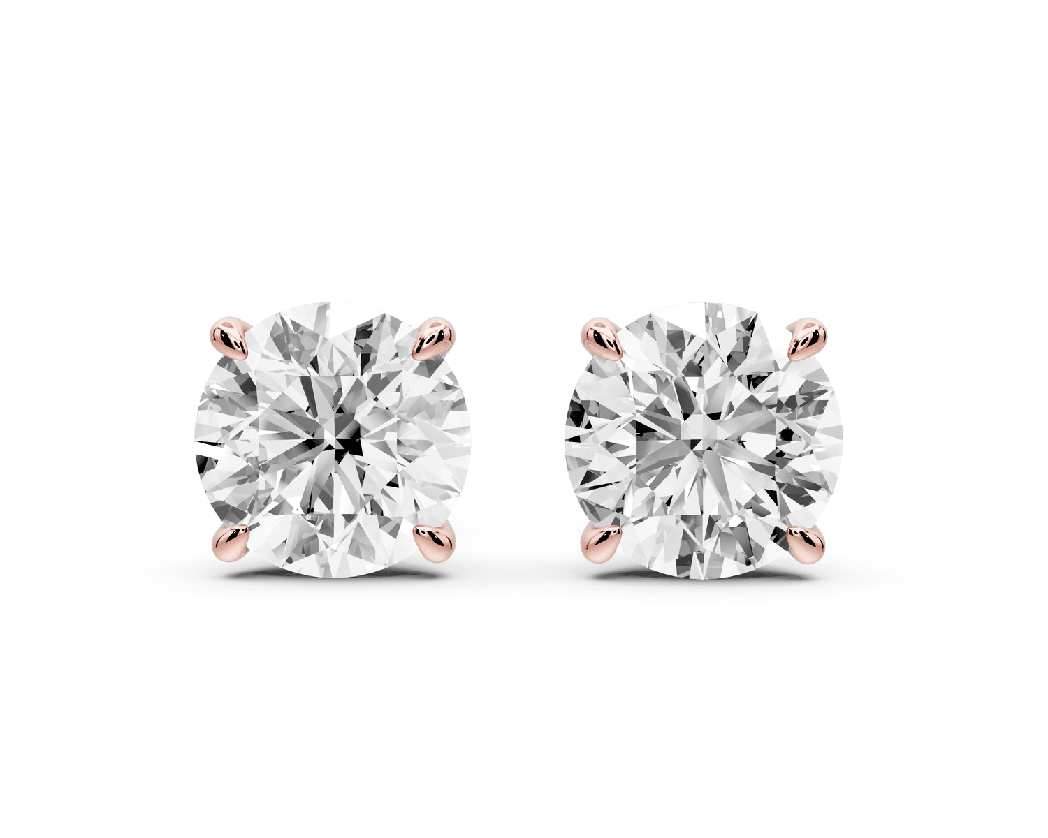 Este - 5ct 14k rose gold Round - Cut Diamond Stud Earrings - Mr. Alex Jewelry