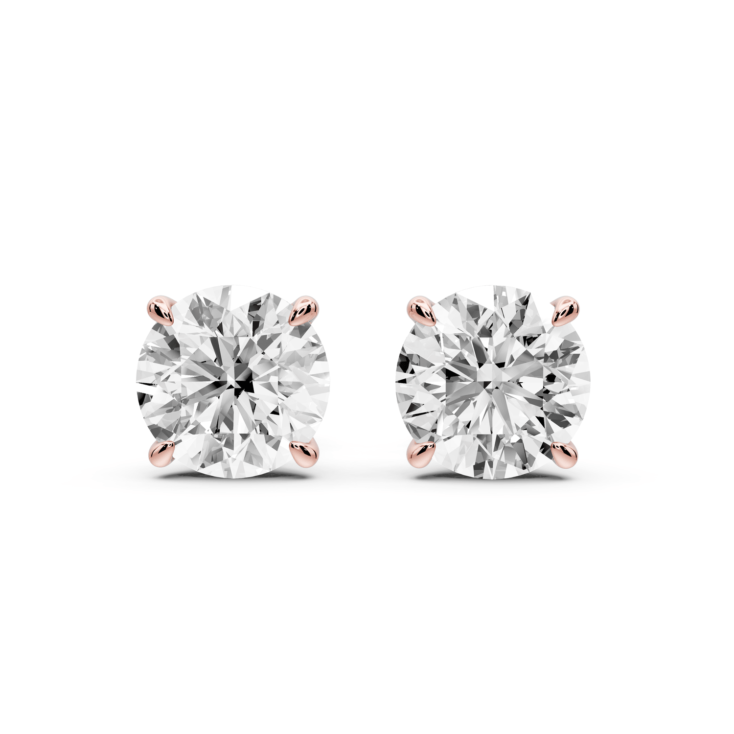 Este - 5ct 14k rose gold Round - Cut Diamond Stud Earrings - Mr. Alex Jewelry