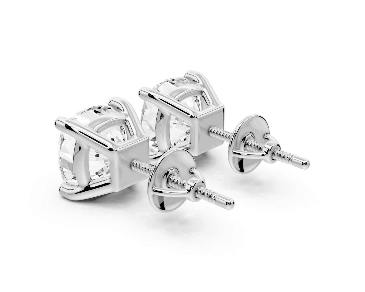 Este - 5ct 14k white gold Cushion - Cut Diamond Stud Earrings - Mr. Alex Jewelry