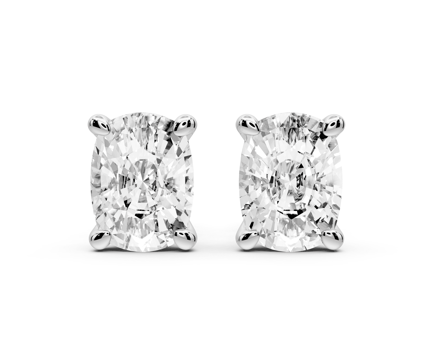 Este - 5ct 14k white gold Elgcushion - Cut Diamond Stud Earrings - Mr. Alex Jewelry
