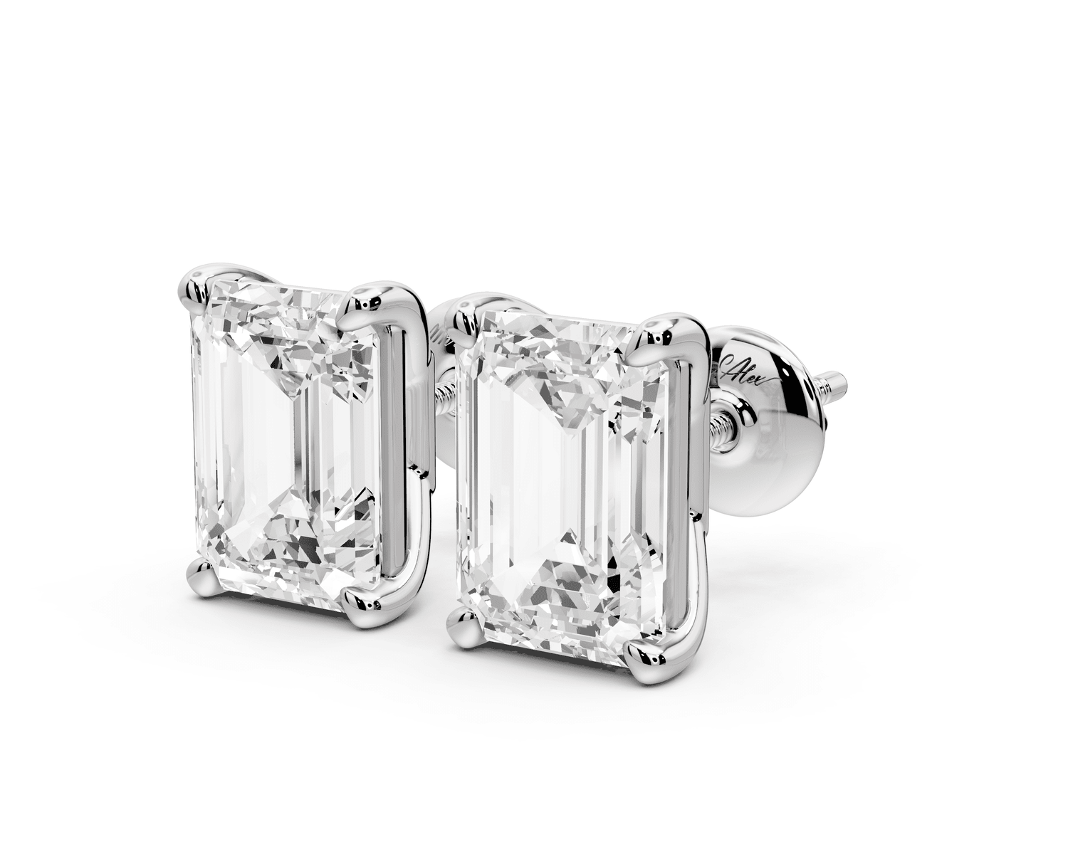 Este - 5ct 14k white gold Emerald - Cut Diamond Stud Earrings - Mr. Alex Jewelry