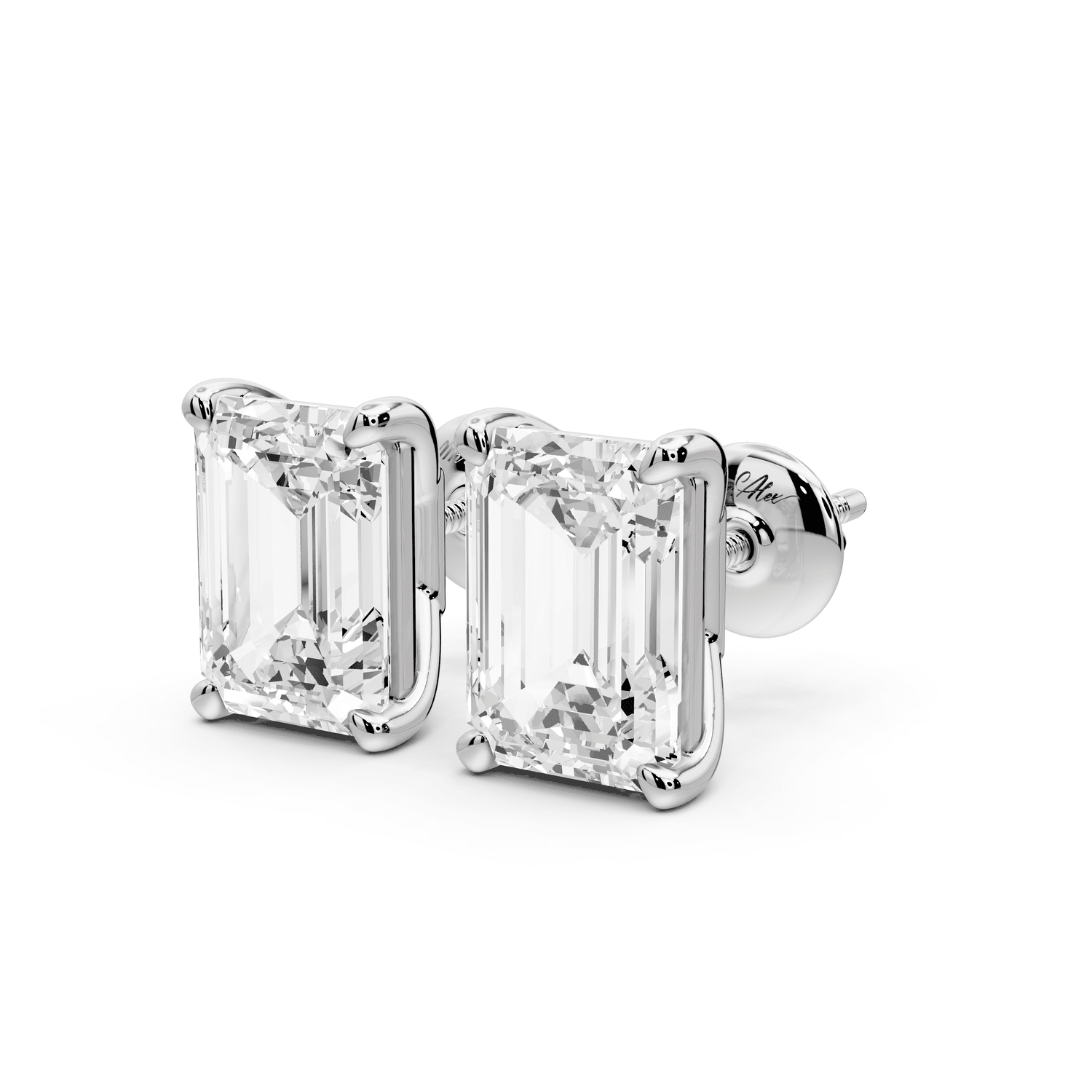 Este - 5ct 14k white gold Emerald - Cut Diamond Stud Earrings - Mr. Alex Jewelry