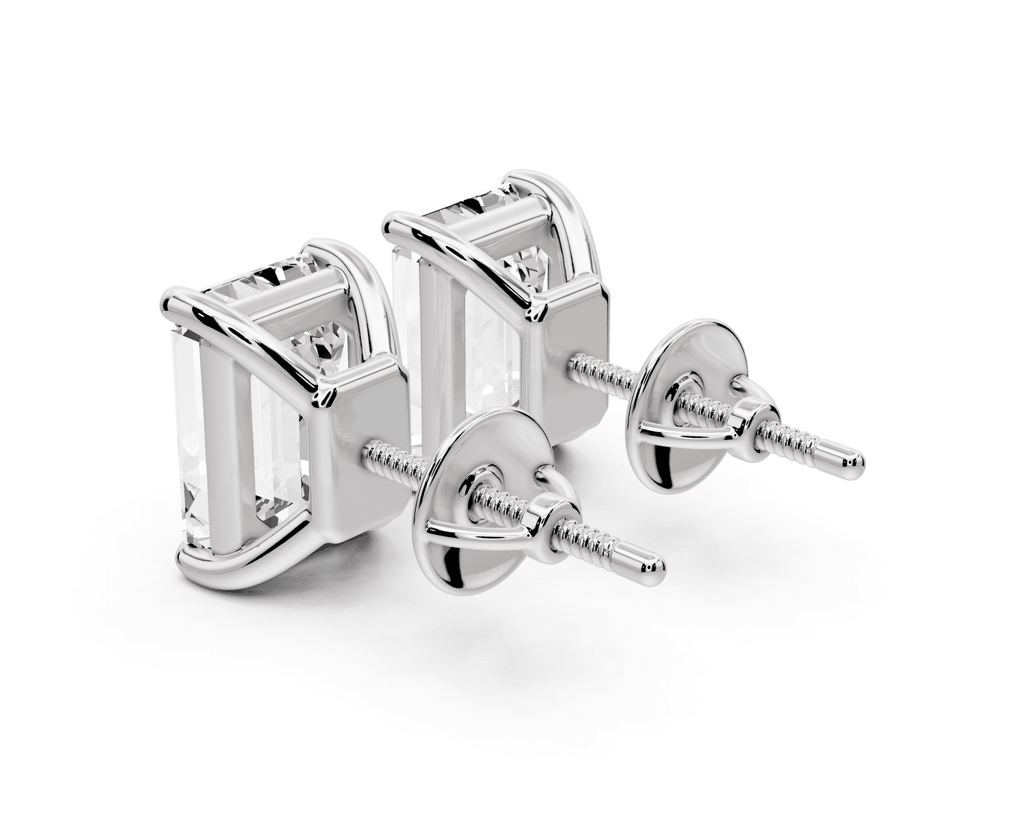 Este - 5ct 14k white gold Emerald - Cut Diamond Stud Earrings - Mr. Alex Jewelry
