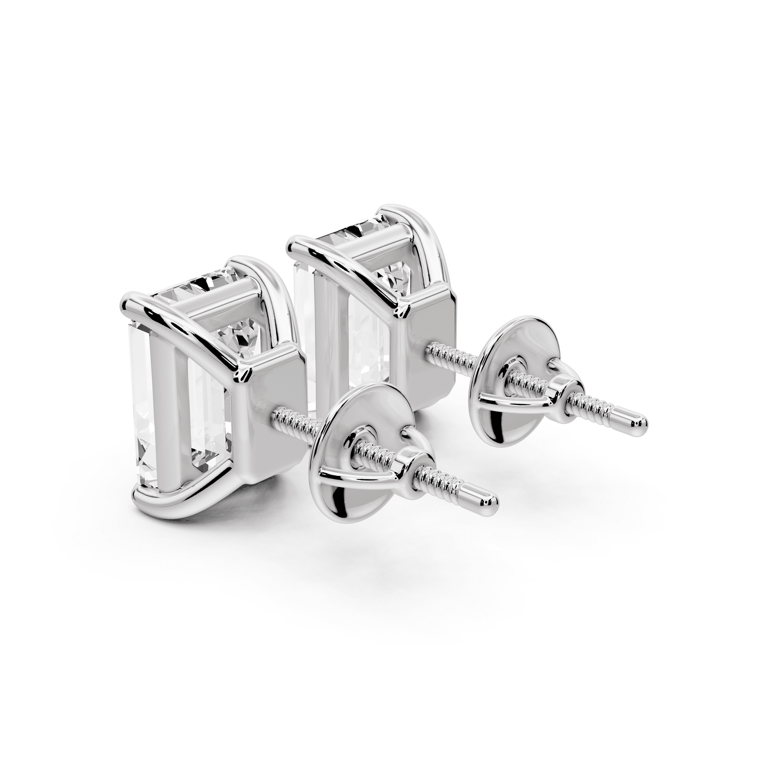 Este - 5ct 14k white gold Emerald - Cut Diamond Stud Earrings - Mr. Alex Jewelry