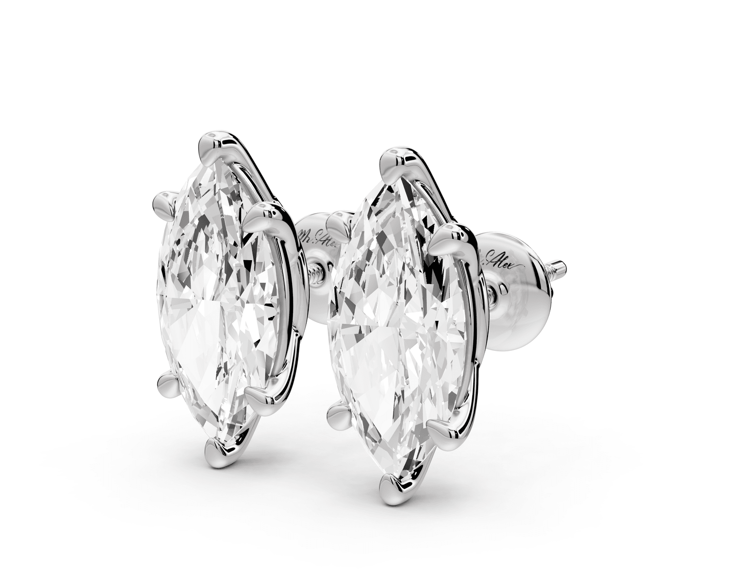 Este - 5ct 14k white gold Marquise - Cut Diamond Stud Earrings - Mr. Alex Jewelry