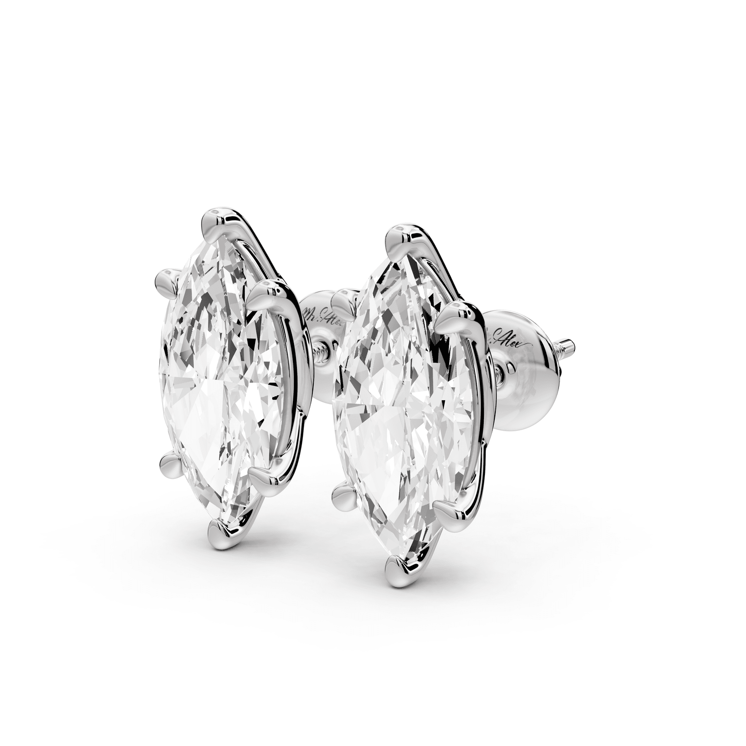 Este - 5ct 14k white gold Marquise - Cut Diamond Stud Earrings - Mr. Alex Jewelry
