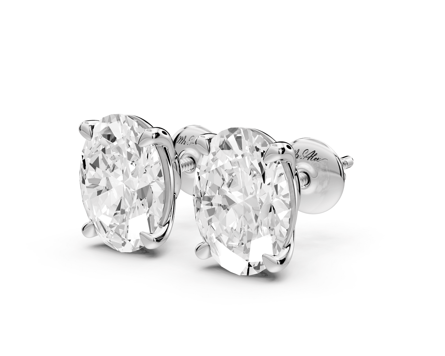 Este - 5ct 14k white gold Oval - Cut Diamond Stud Earrings - Mr. Alex Jewelry