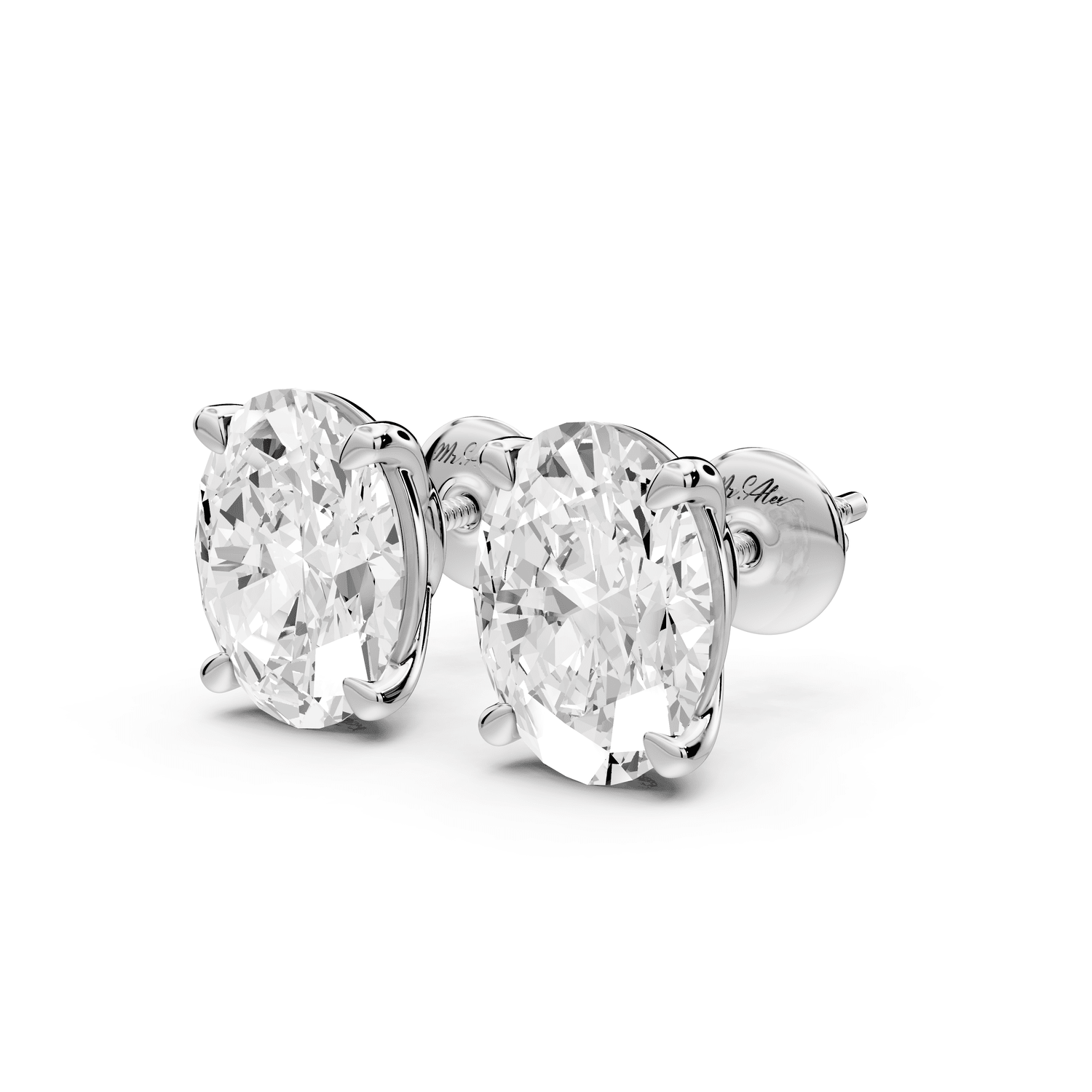 Este - 5ct 14k white gold Oval - Cut Diamond Stud Earrings - Mr. Alex Jewelry