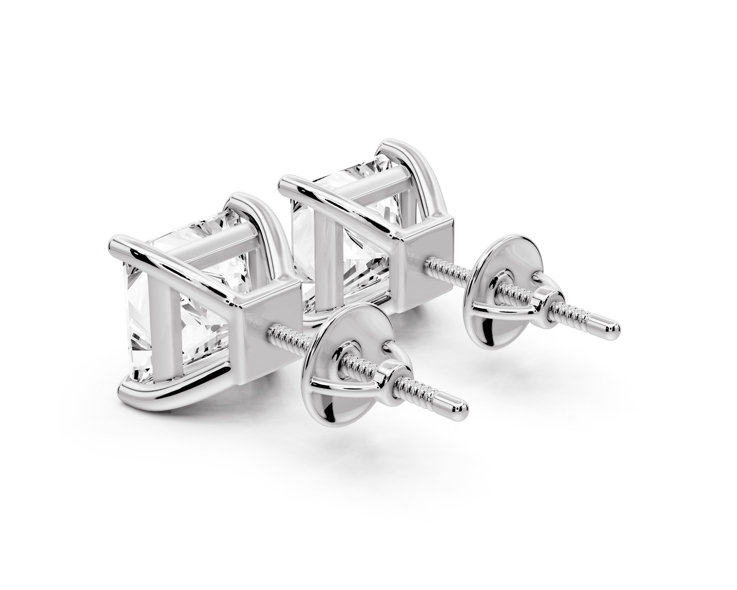 Este - 5ct 14k white gold Princess - Cut Diamond Stud Earrings - Mr. Alex Jewelry
