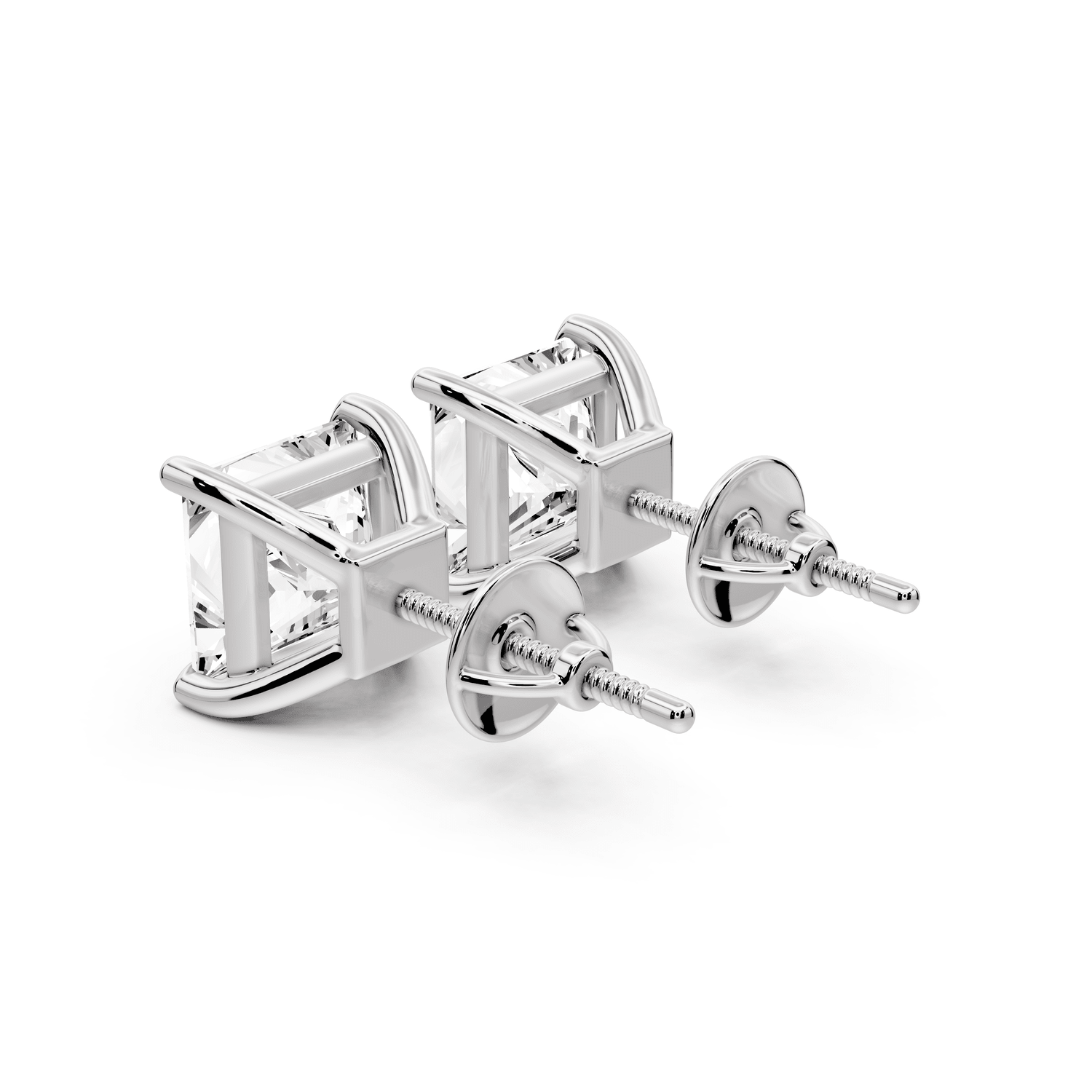 Este - 5ct 14k white gold Princess - Cut Diamond Stud Earrings - Mr. Alex Jewelry