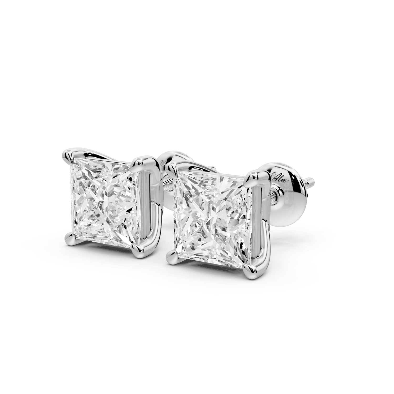 Este - 5ct 14k white gold Princess - Cut Diamond Stud Earrings - Mr. Alex Jewelry