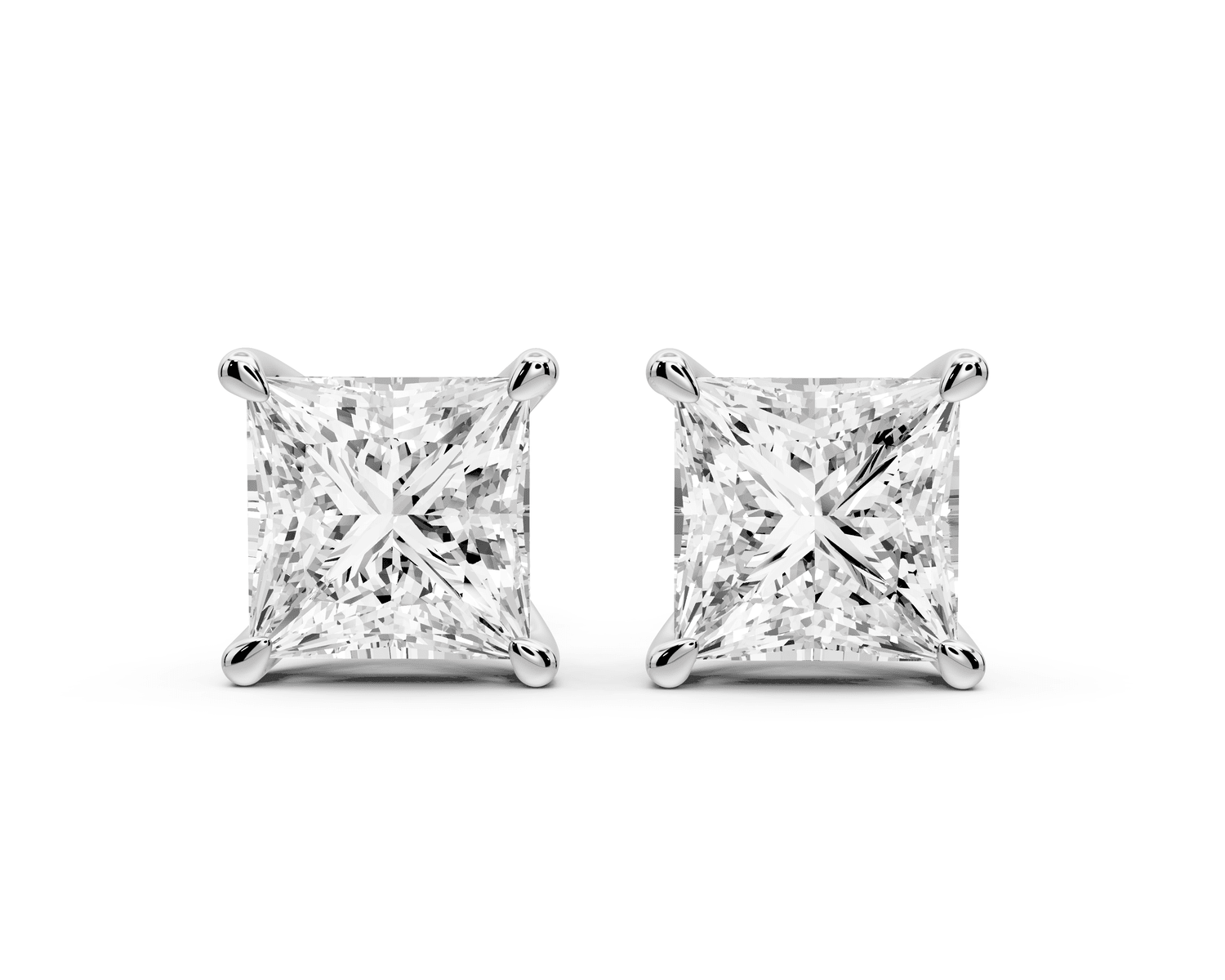 Este - 5ct 14k white gold Princess - Cut Diamond Stud Earrings - Mr. Alex Jewelry