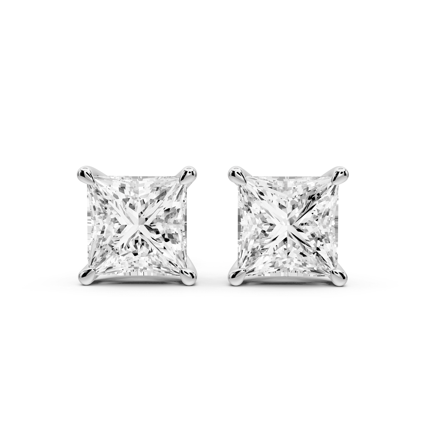 Este - 5ct 14k white gold Princess - Cut Diamond Stud Earrings - Mr. Alex Jewelry
