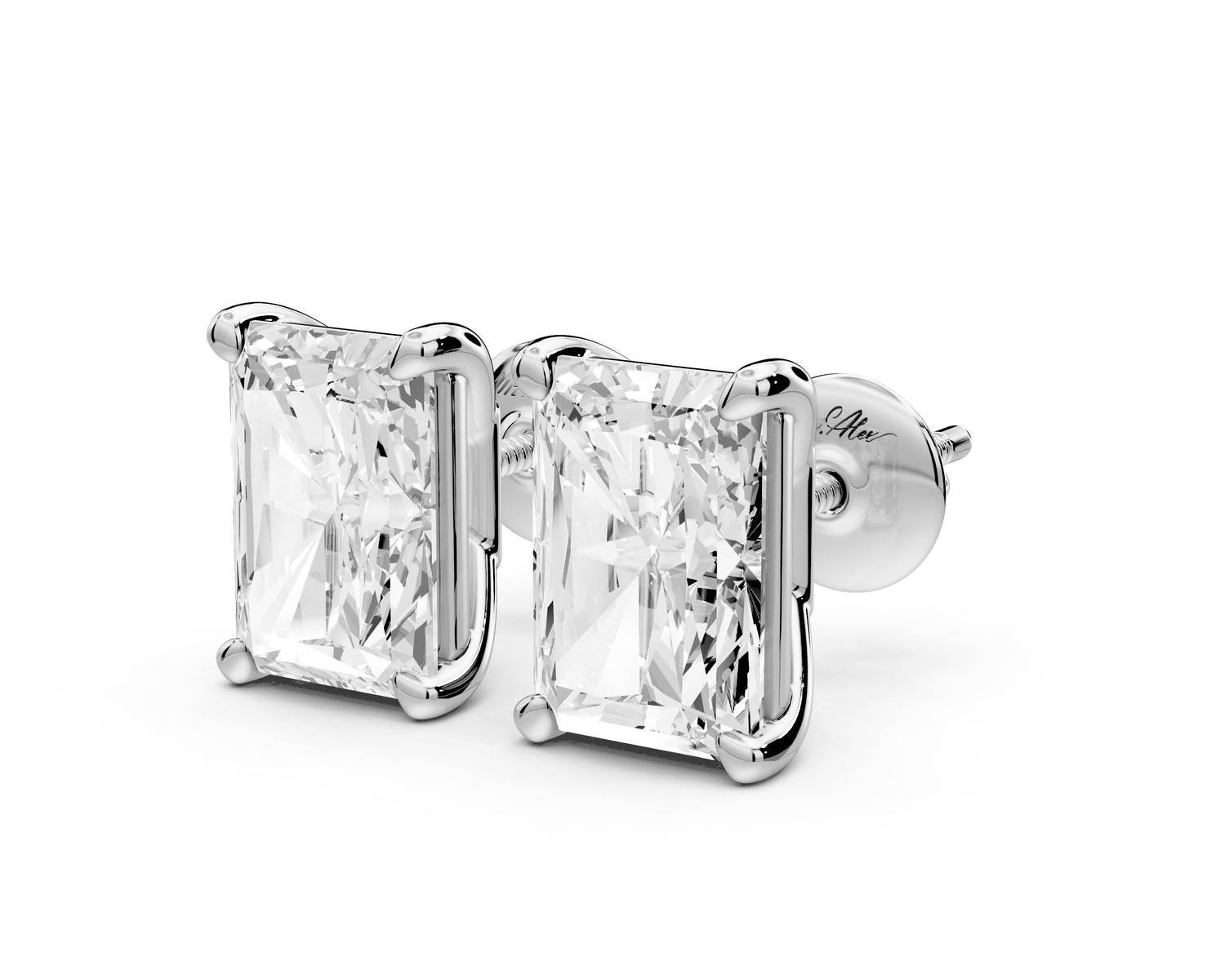 Este - 5ct 14k white gold Radiant - Cut Diamond Stud Earrings - Mr. Alex Jewelry