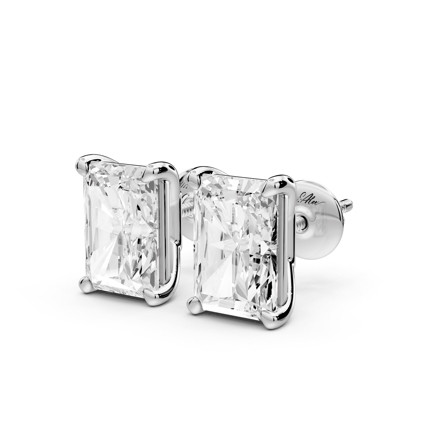 Este - 5ct 14k white gold Radiant - Cut Diamond Stud Earrings - Mr. Alex Jewelry