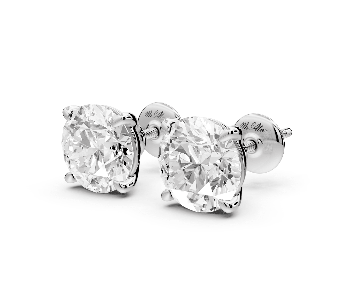 Este - 5ct 14k white gold Round - Cut Diamond Stud Earrings - Mr. Alex Jewelry
