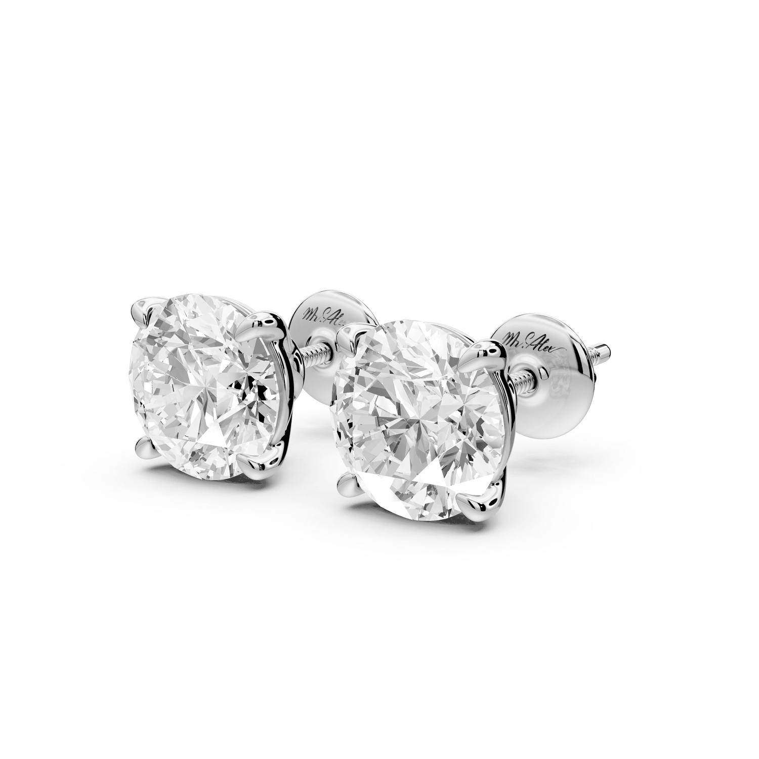 Este - 5ct 14k white gold Round - Cut Diamond Stud Earrings - Mr. Alex Jewelry