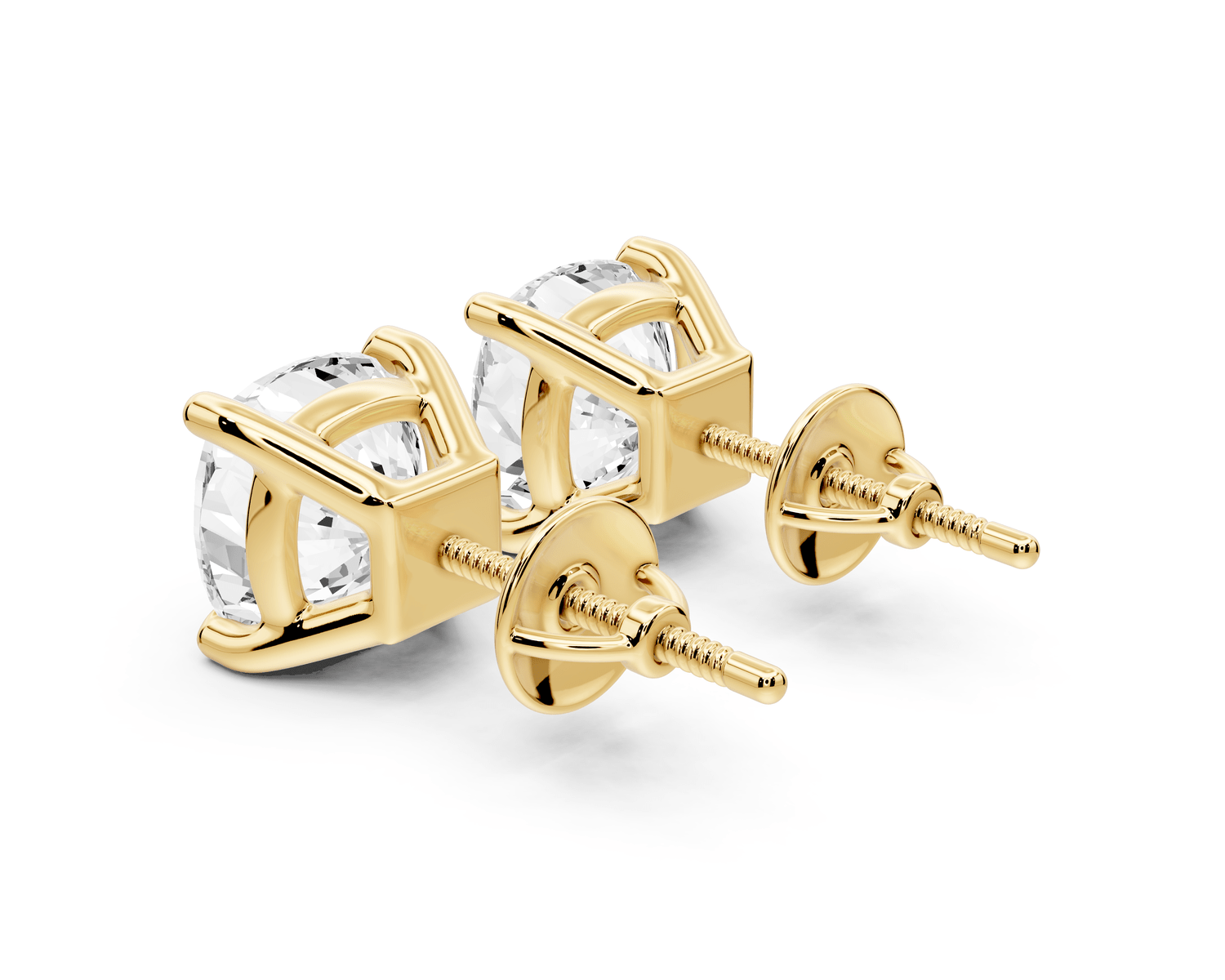 Este - 5ct 14k yellow gold Cushion - Cut Diamond Stud Earrings - Mr. Alex Jewelry
