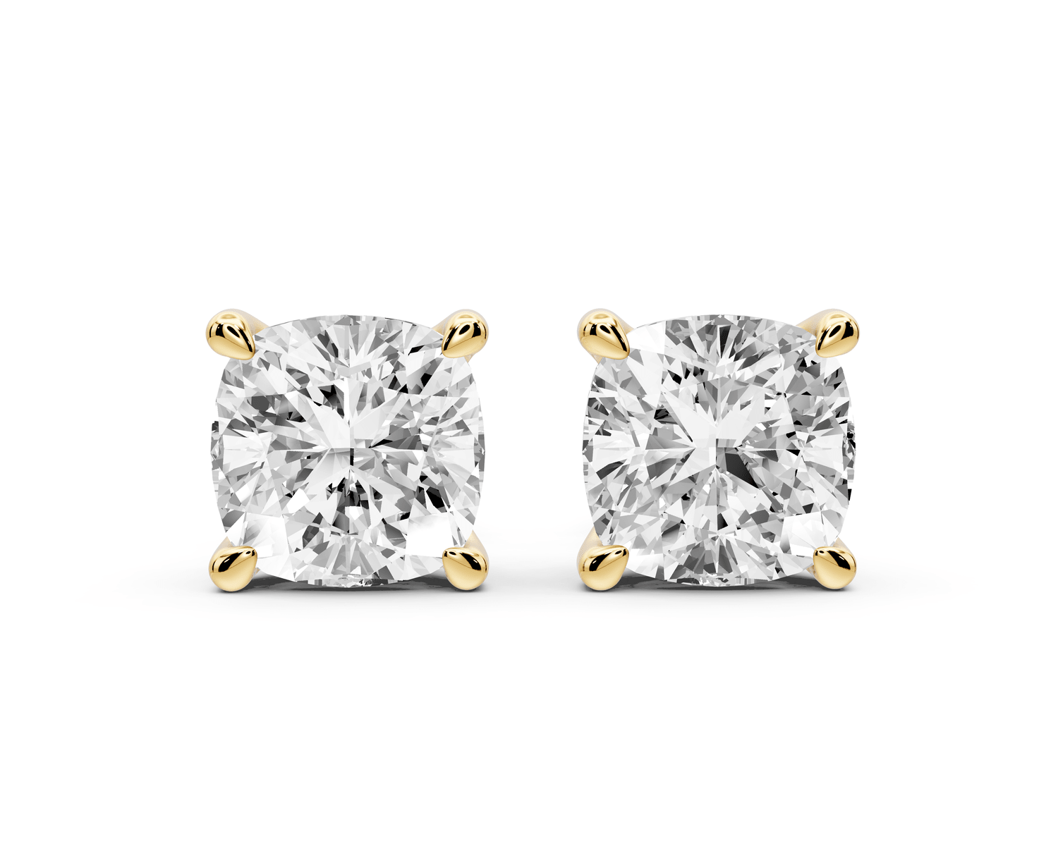Este - 5ct 14k yellow gold Cushion - Cut Diamond Stud Earrings - Mr. Alex Jewelry