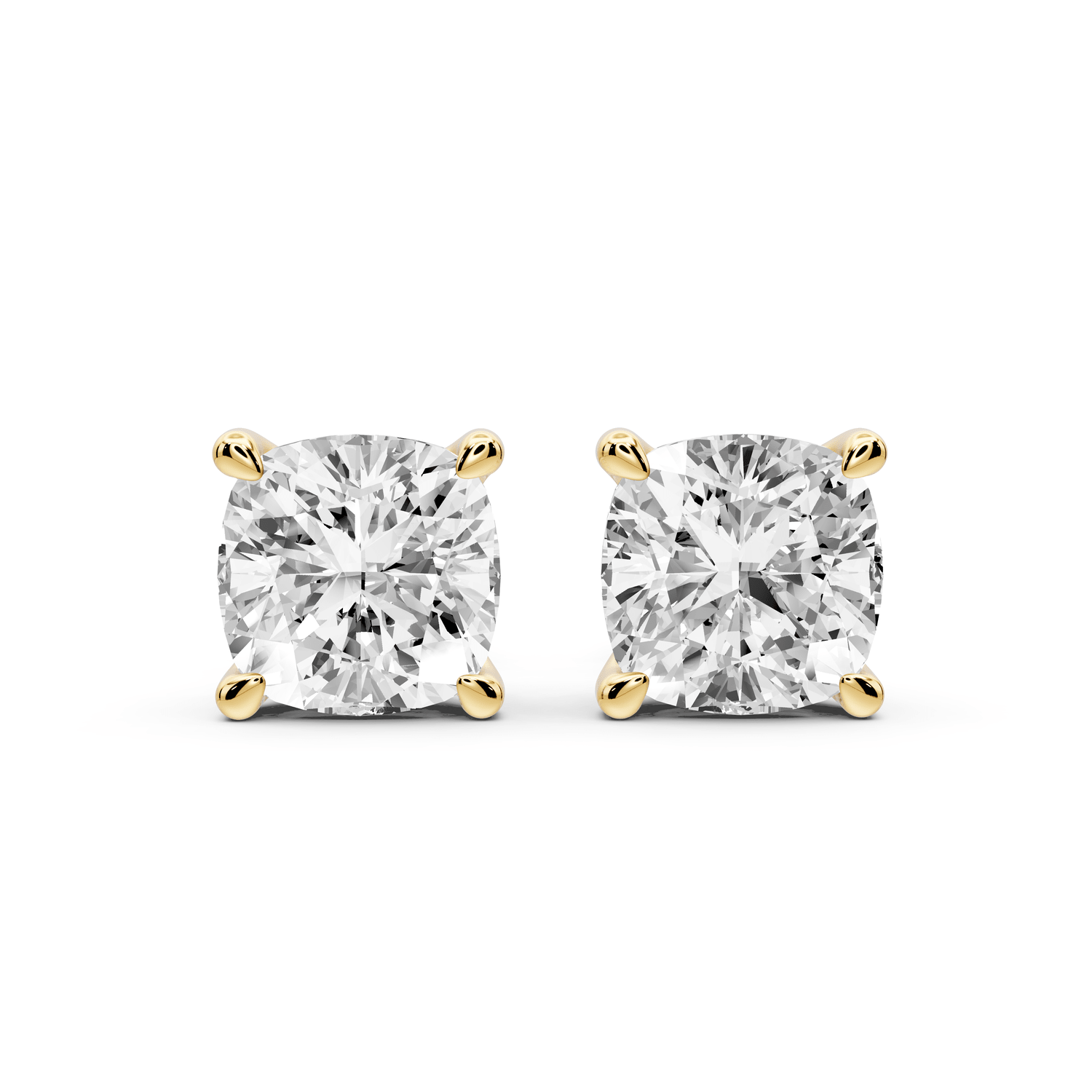 Este - 5ct 14k yellow gold Cushion - Cut Diamond Stud Earrings - Mr. Alex Jewelry