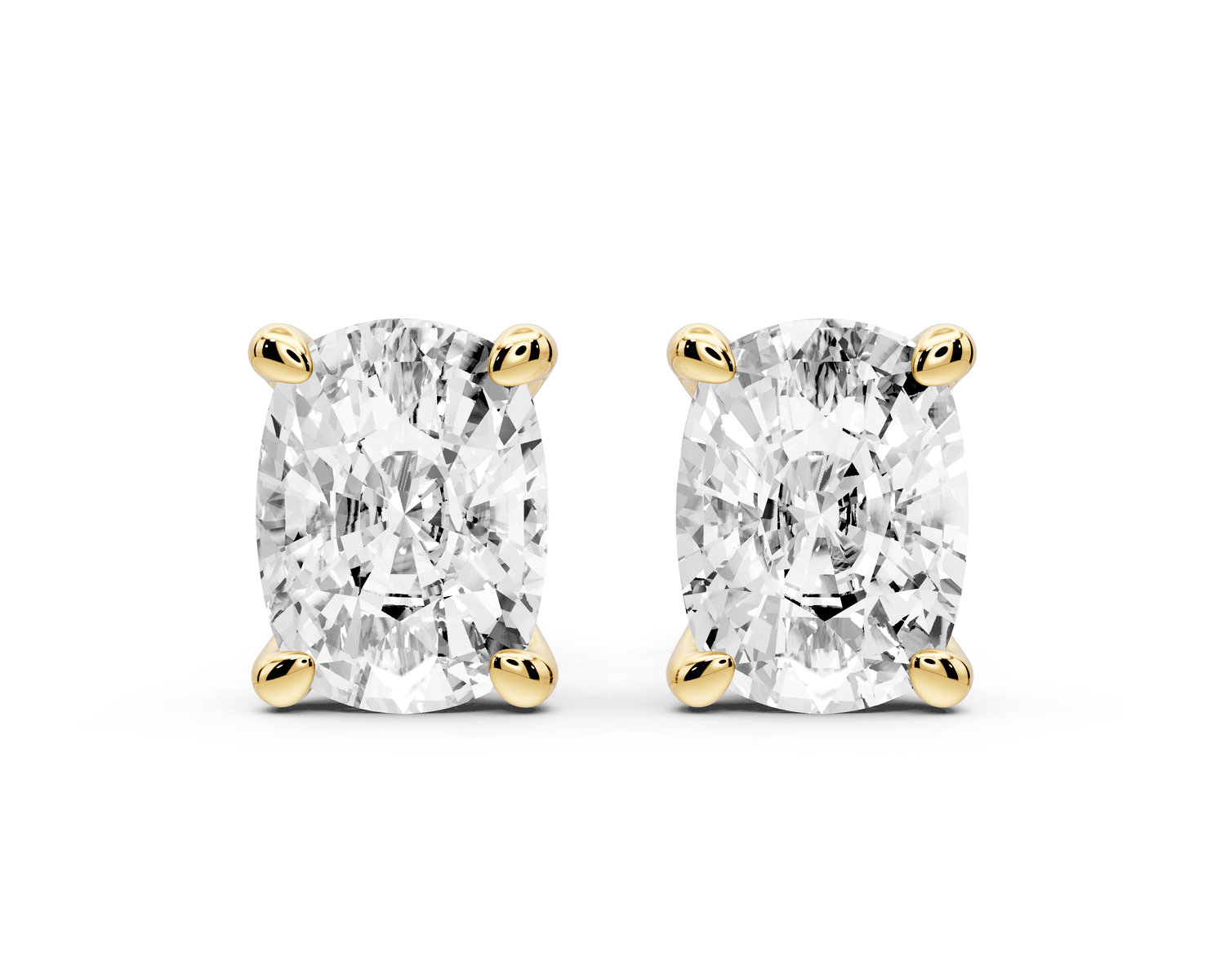 Este - 5ct 14k yellow gold Elgcushion - Cut Diamond Stud Earrings - Mr. Alex Jewelry