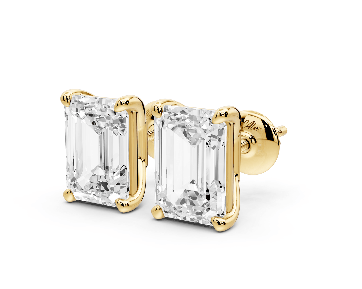 Este - 5ct 14k yellow gold Emerald - Cut Diamond Stud Earrings - Mr. Alex Jewelry