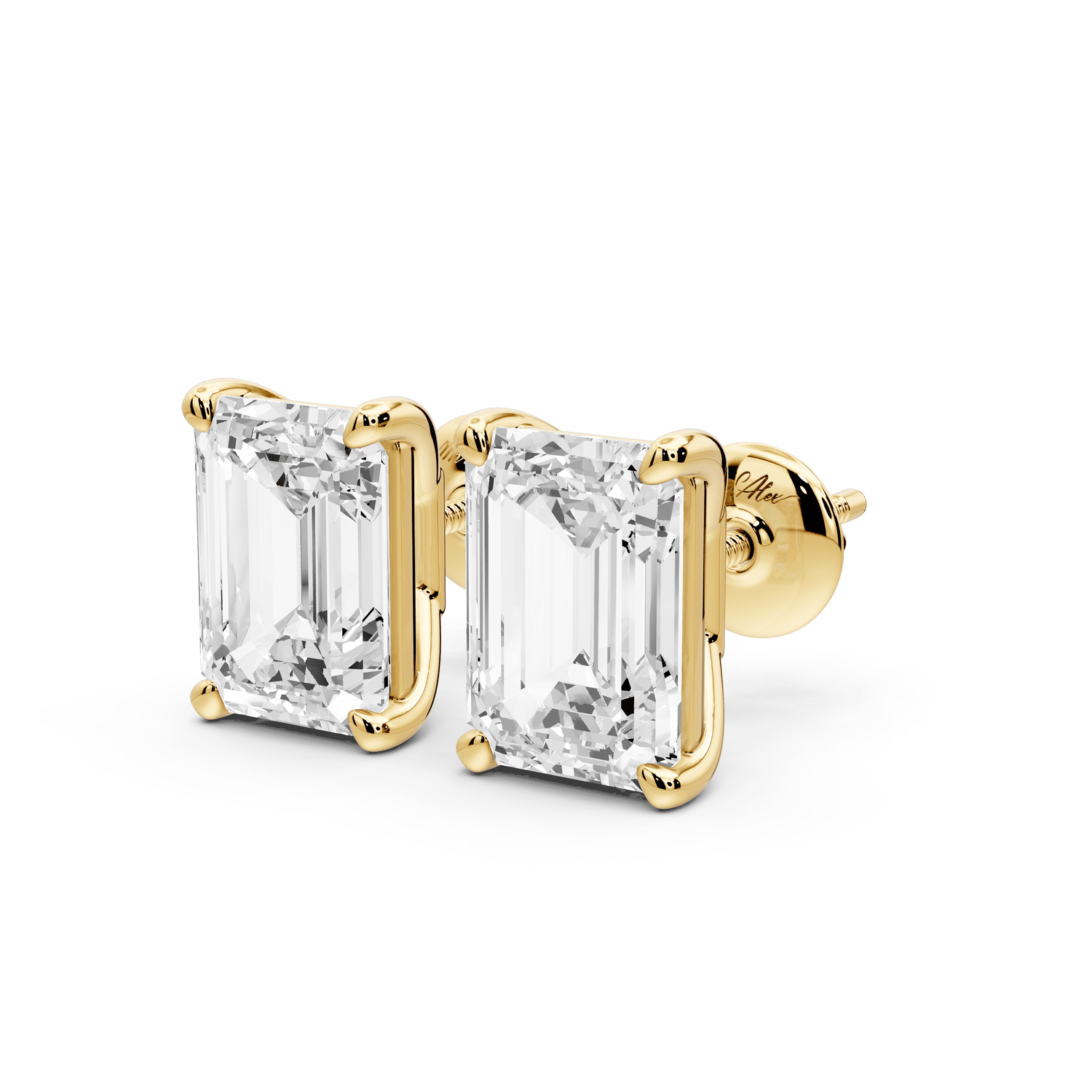 Este - 5ct 14k yellow gold Emerald - Cut Diamond Stud Earrings - Mr. Alex Jewelry