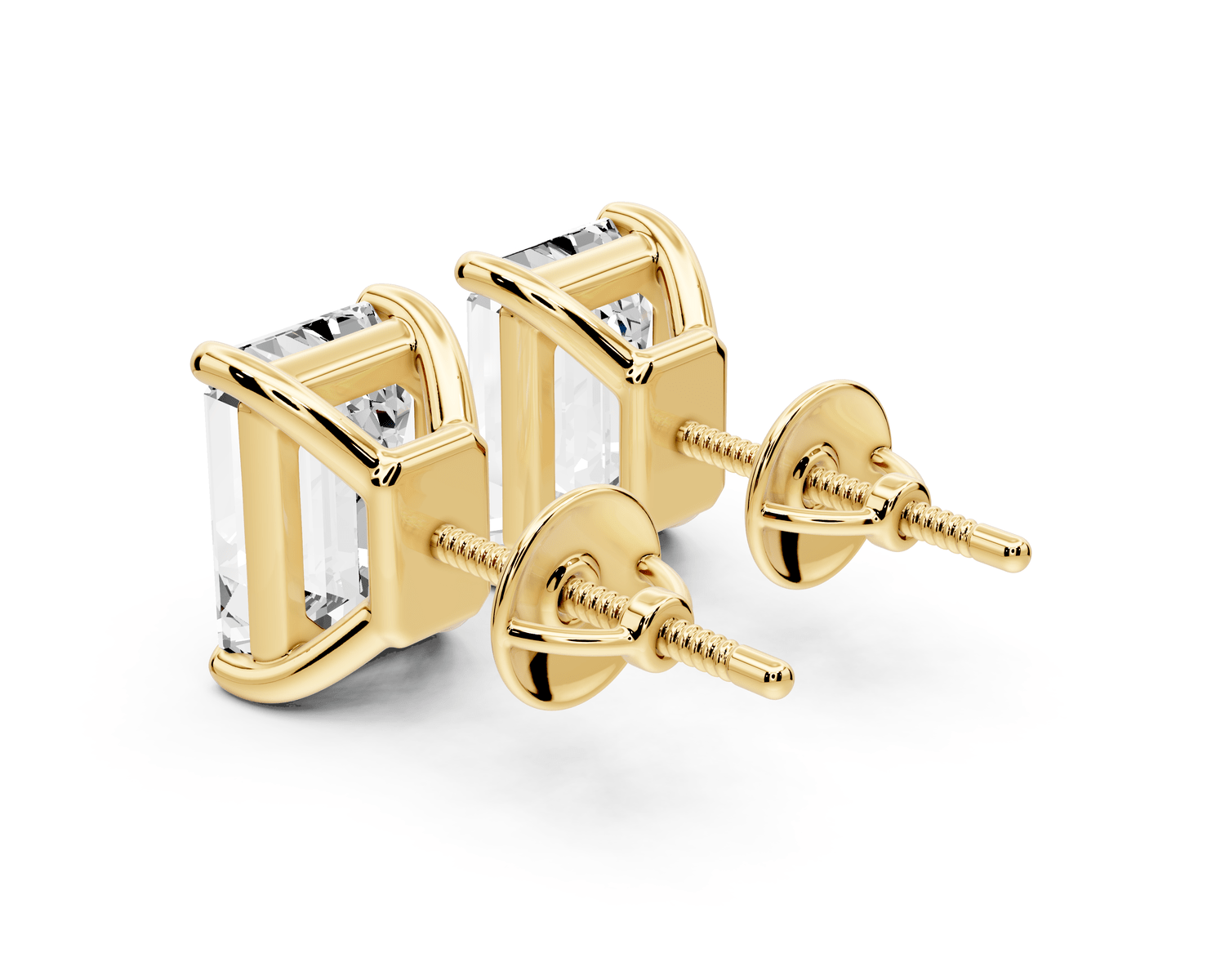 Este - 5ct 14k yellow gold Emerald - Cut Diamond Stud Earrings - Mr. Alex Jewelry