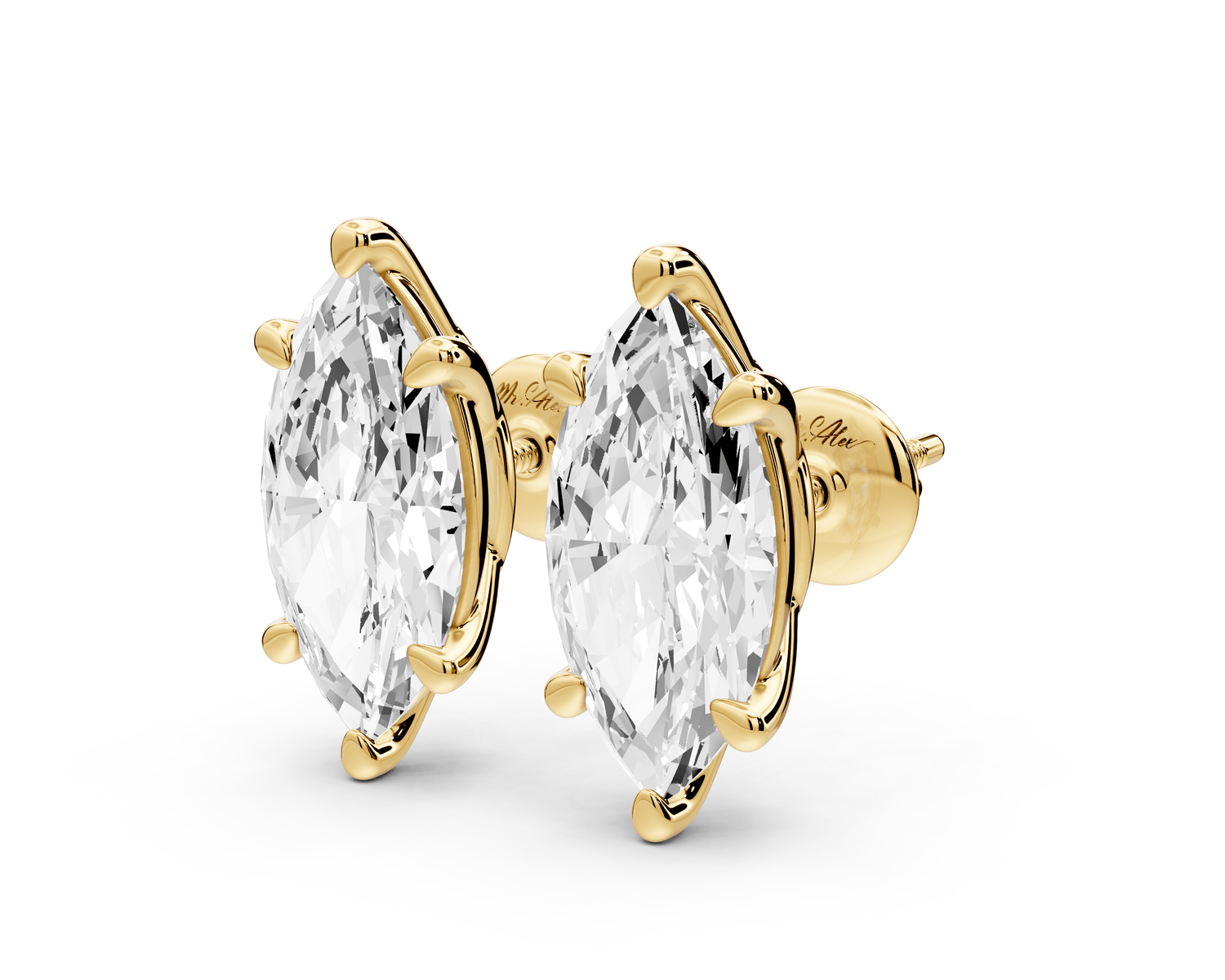 Este - 5ct 14k yellow gold Marquise - Cut Diamond Stud Earrings - Mr. Alex Jewelry