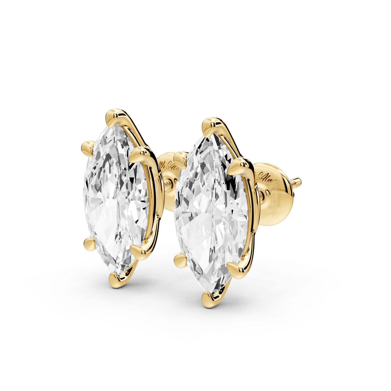 Este - 5ct 14k yellow gold Marquise - Cut Diamond Stud Earrings - Mr. Alex Jewelry