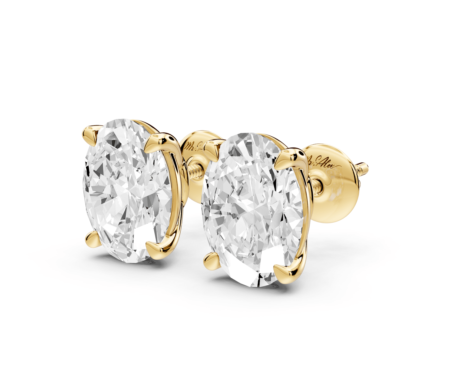 Este - 5ct 14k yellow gold Oval - Cut Diamond Stud Earrings - Mr. Alex Jewelry