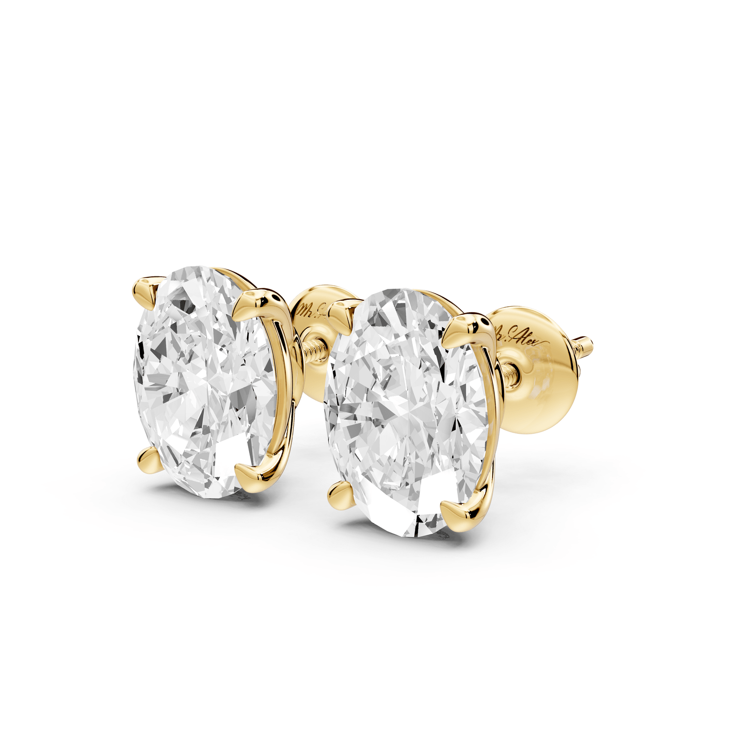 Este - 5ct 14k yellow gold Oval - Cut Diamond Stud Earrings - Mr. Alex Jewelry