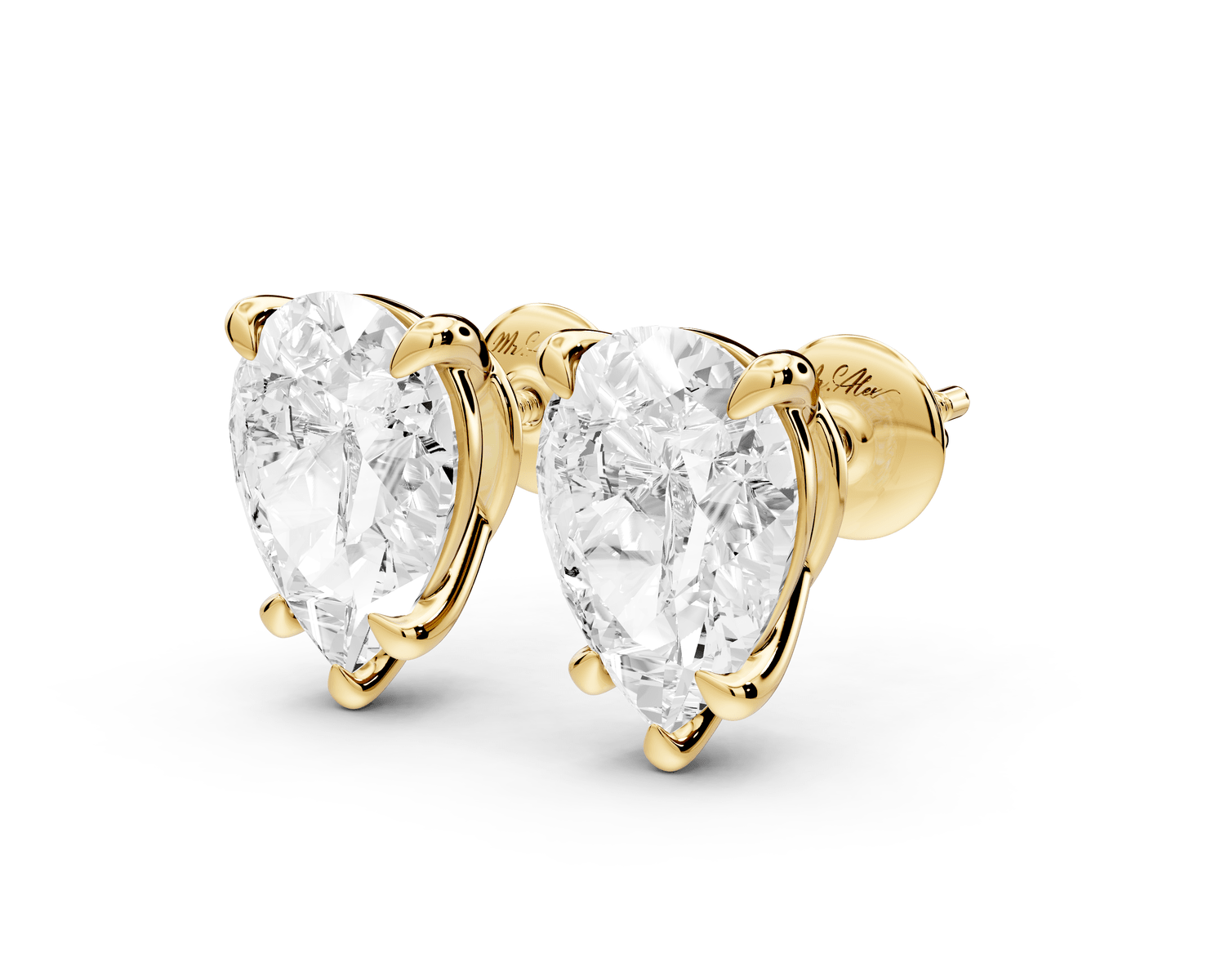 Este - 5ct 14k yellow gold Pear - Cut Diamond Stud Earrings - Mr. Alex Jewelry
